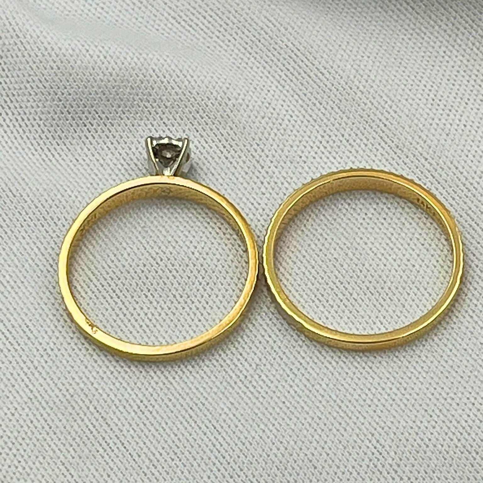 Two Tone 14k Yellow And White Gold Vintage Ladies Wedding Set