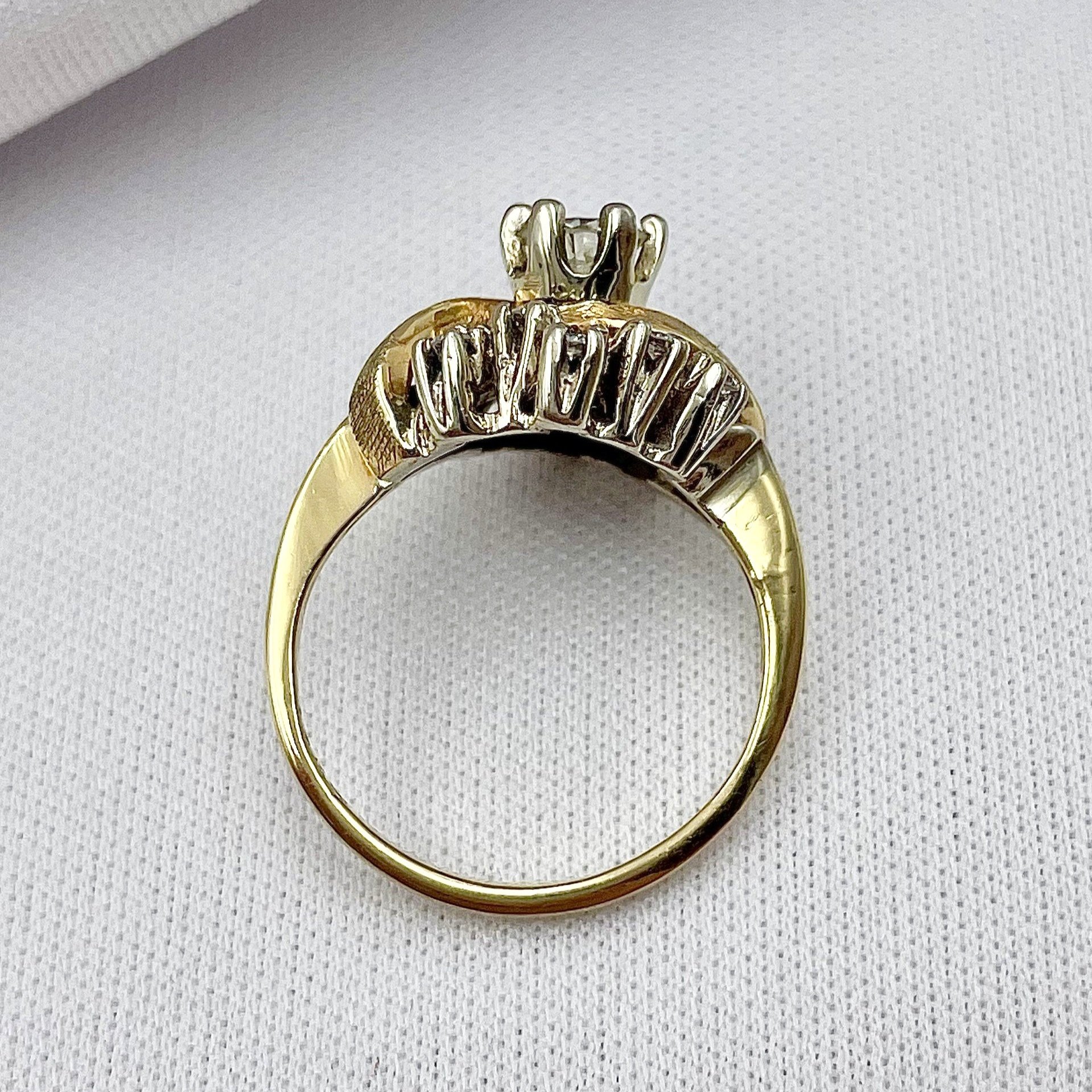 top down gallery view white background .40ctw Old European Cut Estate Diamond Ring 14k Yellow Gold