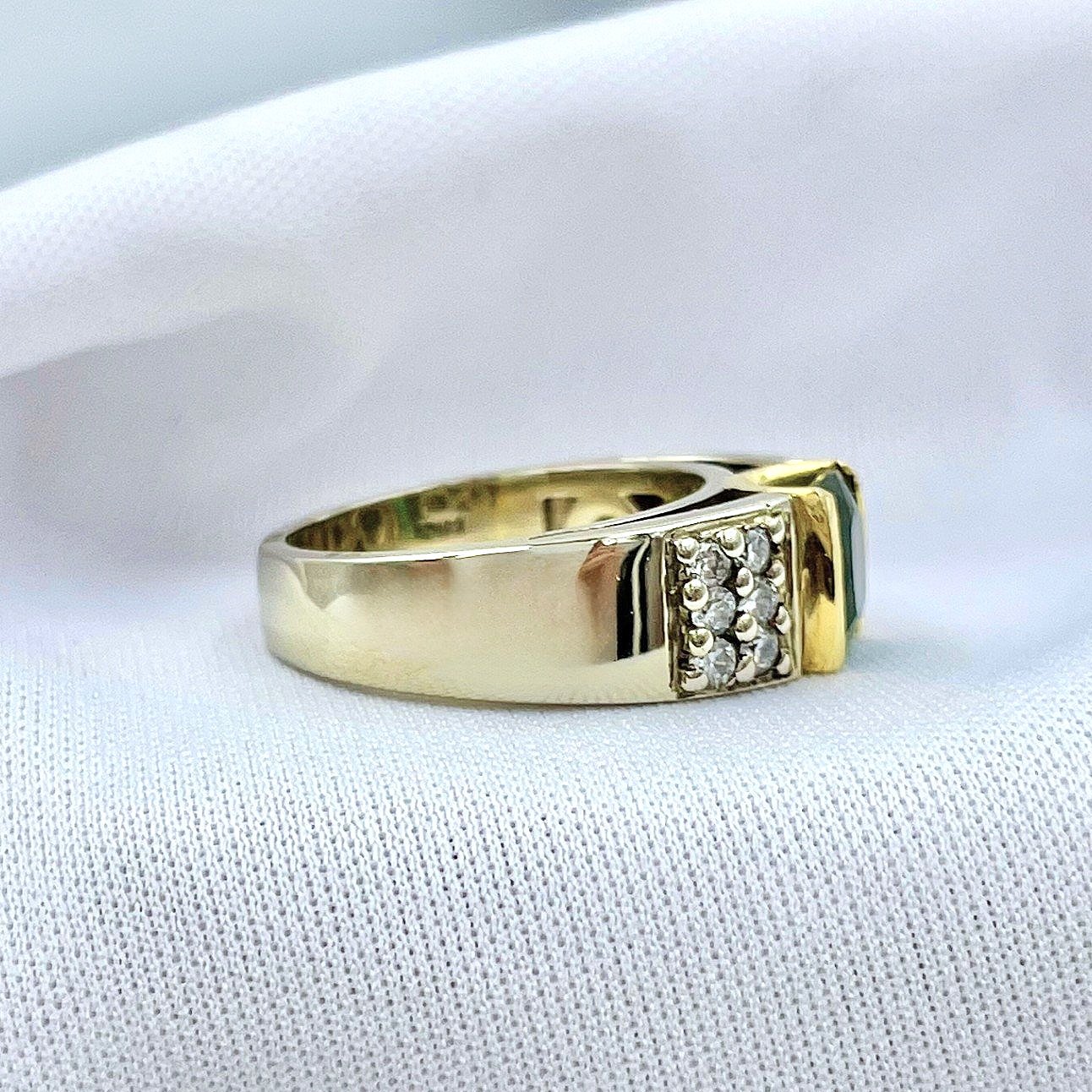 side view white background 1.76ct Cushion Cut Tourmaline With Diamond Accents 14k Two Tone Ladies Ring