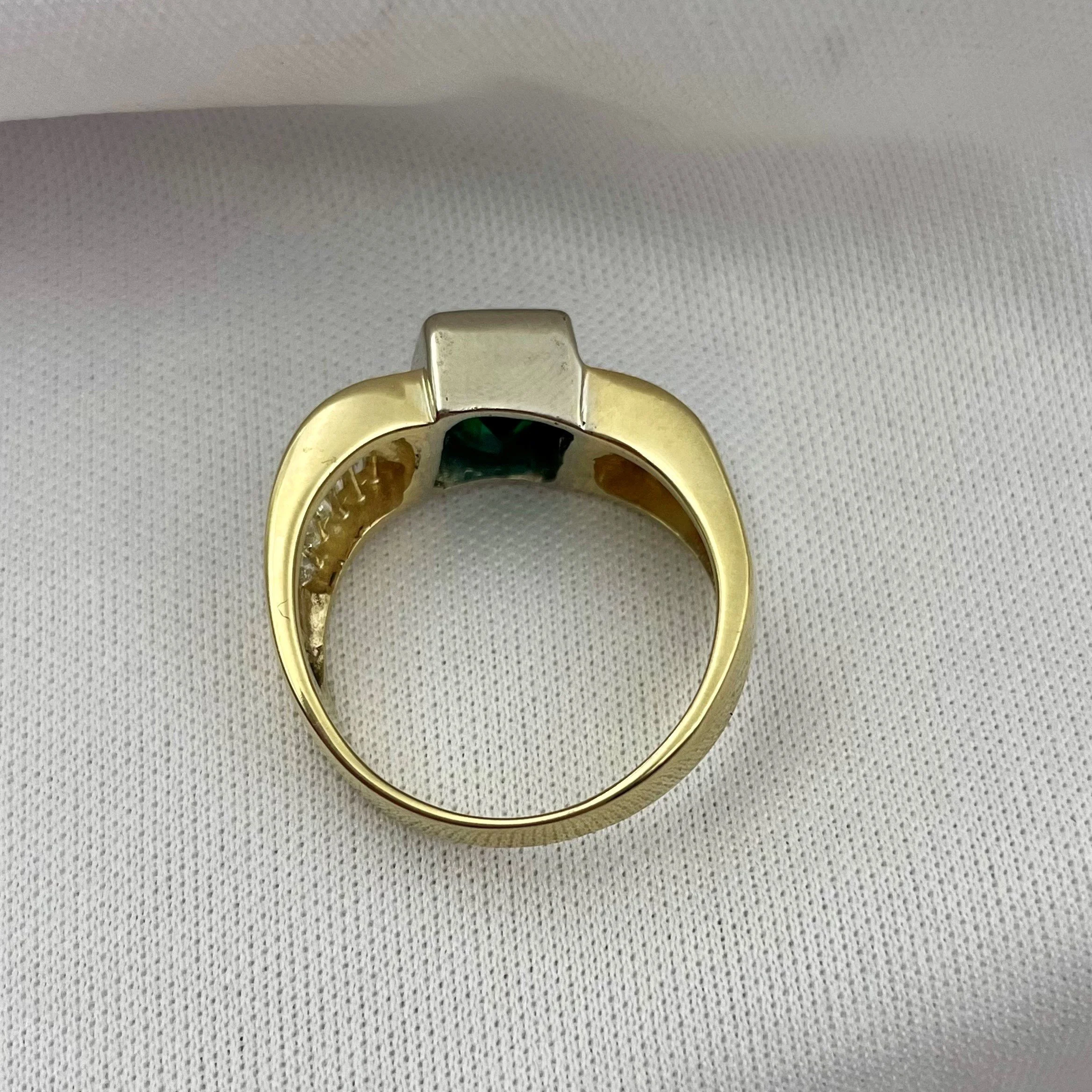 1.60ct Emerald With Channel Set Diamond Accents Unique Wave Ring 14k Yellow Gold - Warren Jewelers