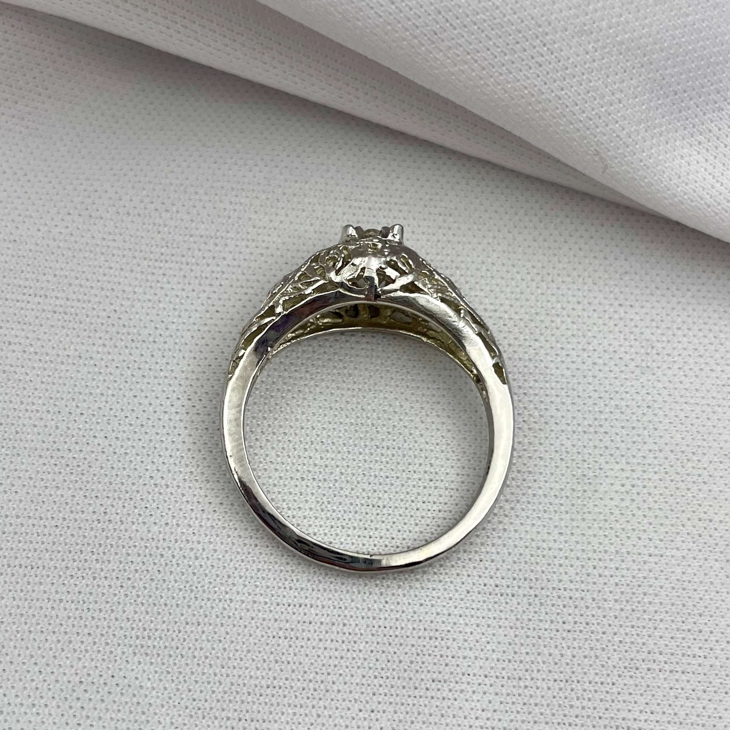 14k Yellow or White Gold Vintage Inspired Old Mine Cut Diamond Ladies Ring - Warren Jewelers