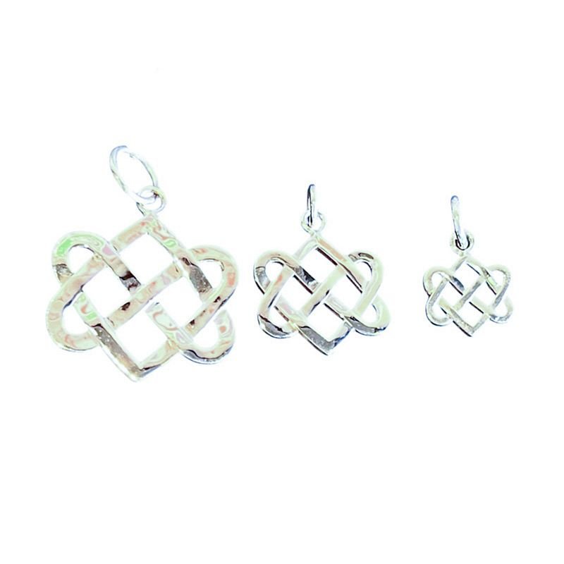 Celtic NeverEnding Hearts Charm Pendant 14K white and yellowGold