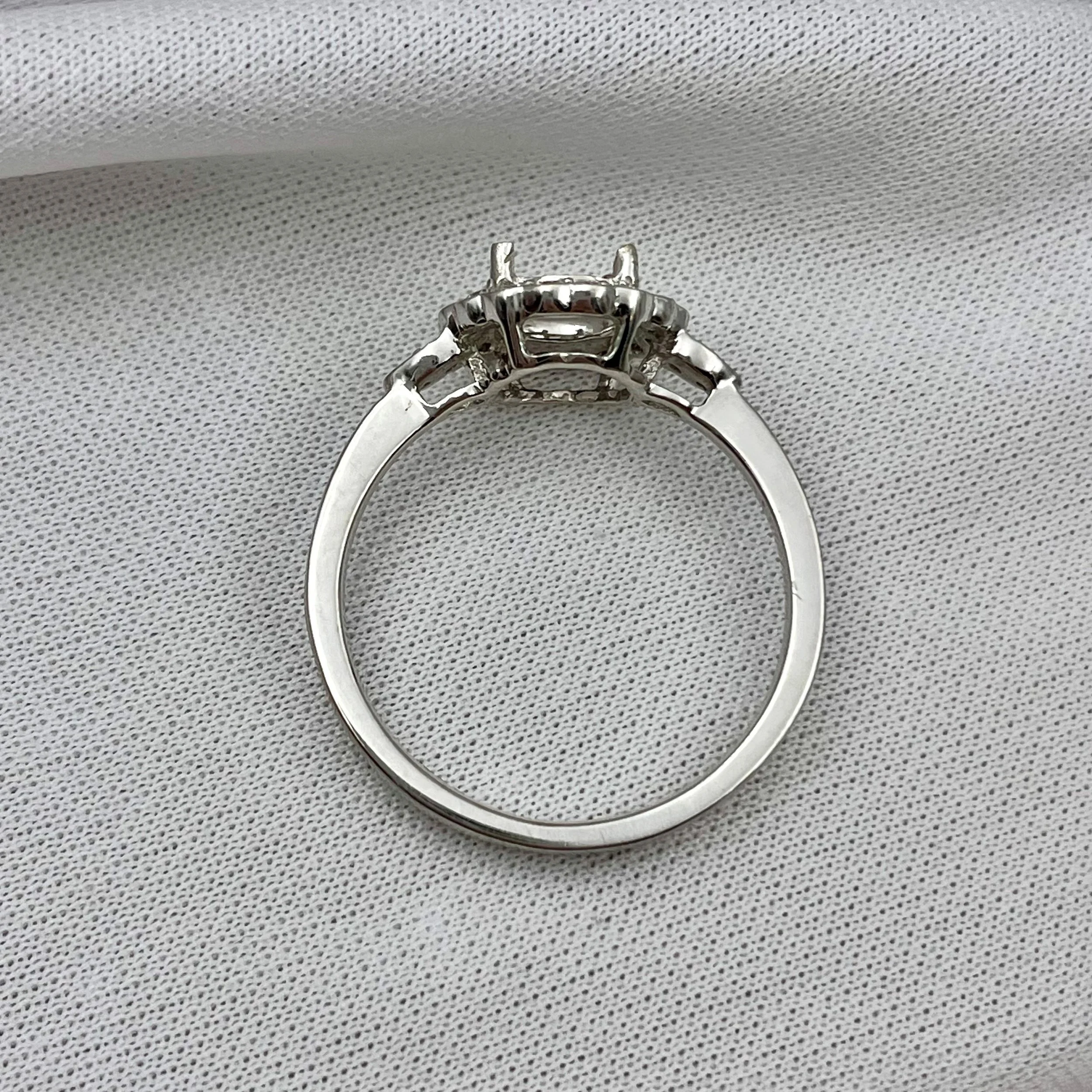 6.5mm Center .20ctw A+ Diamond Flower Halo Semi Mounting 18k White Gold - Warren Jewelers