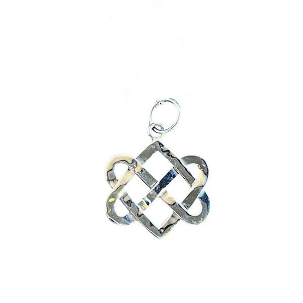Celtic NeverEnding Hearts Charm Pendant 14K white Gold