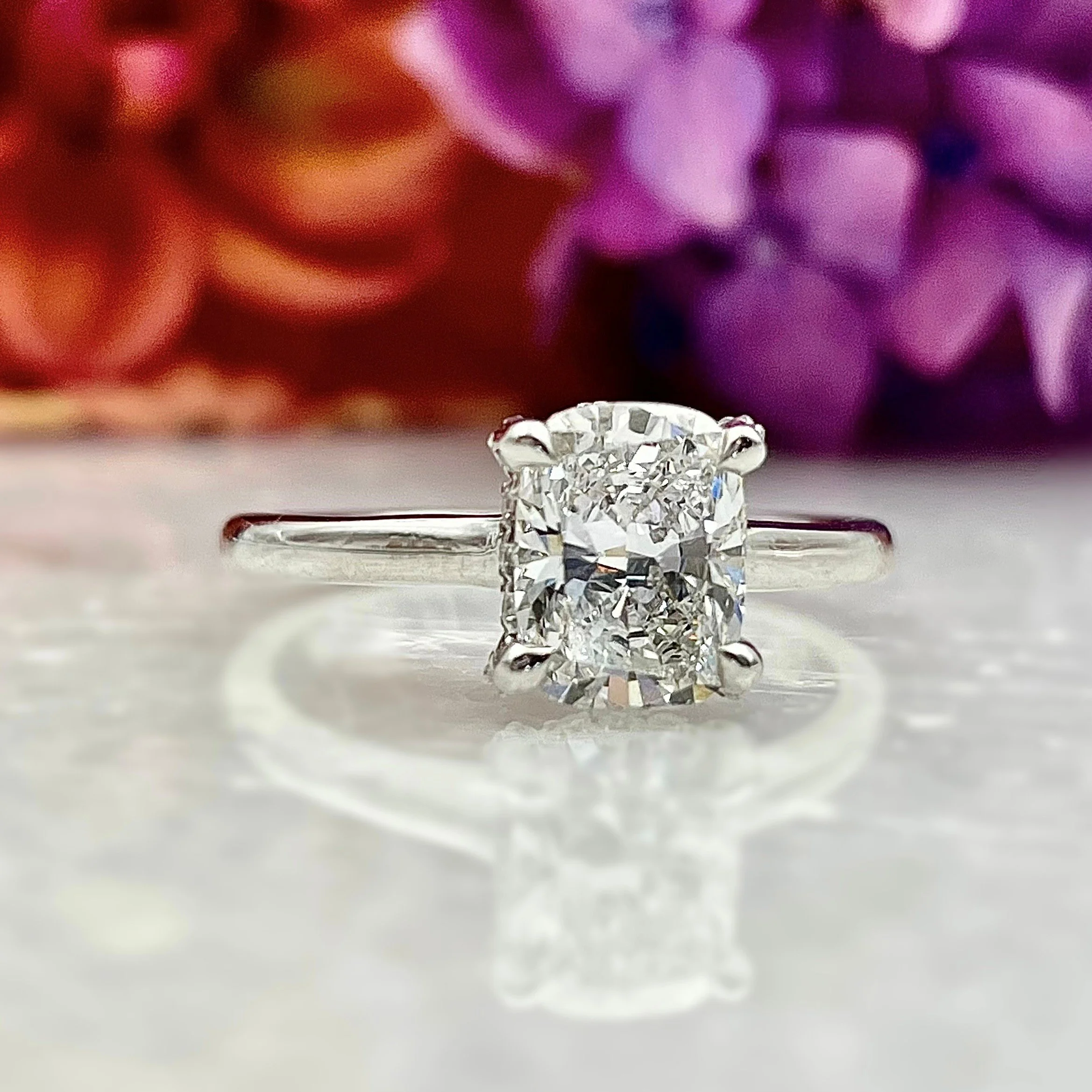 LAB GROWN - 1.71ctw Lab Grown Cushion Diamond With Hidden Halo 14k White Gold Engagement Ring