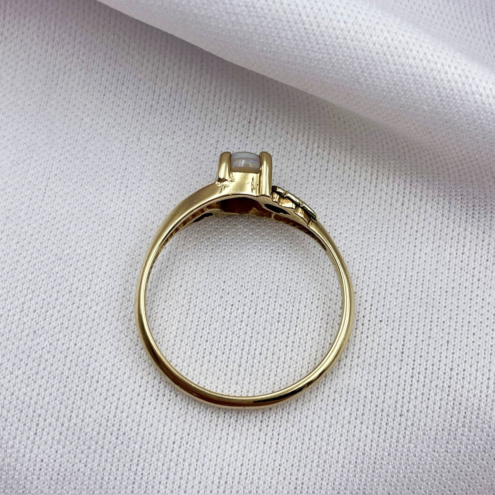 top down gallery view 10k Ladies Black Hills Gold Vintage Inspired Oval Opal Ring