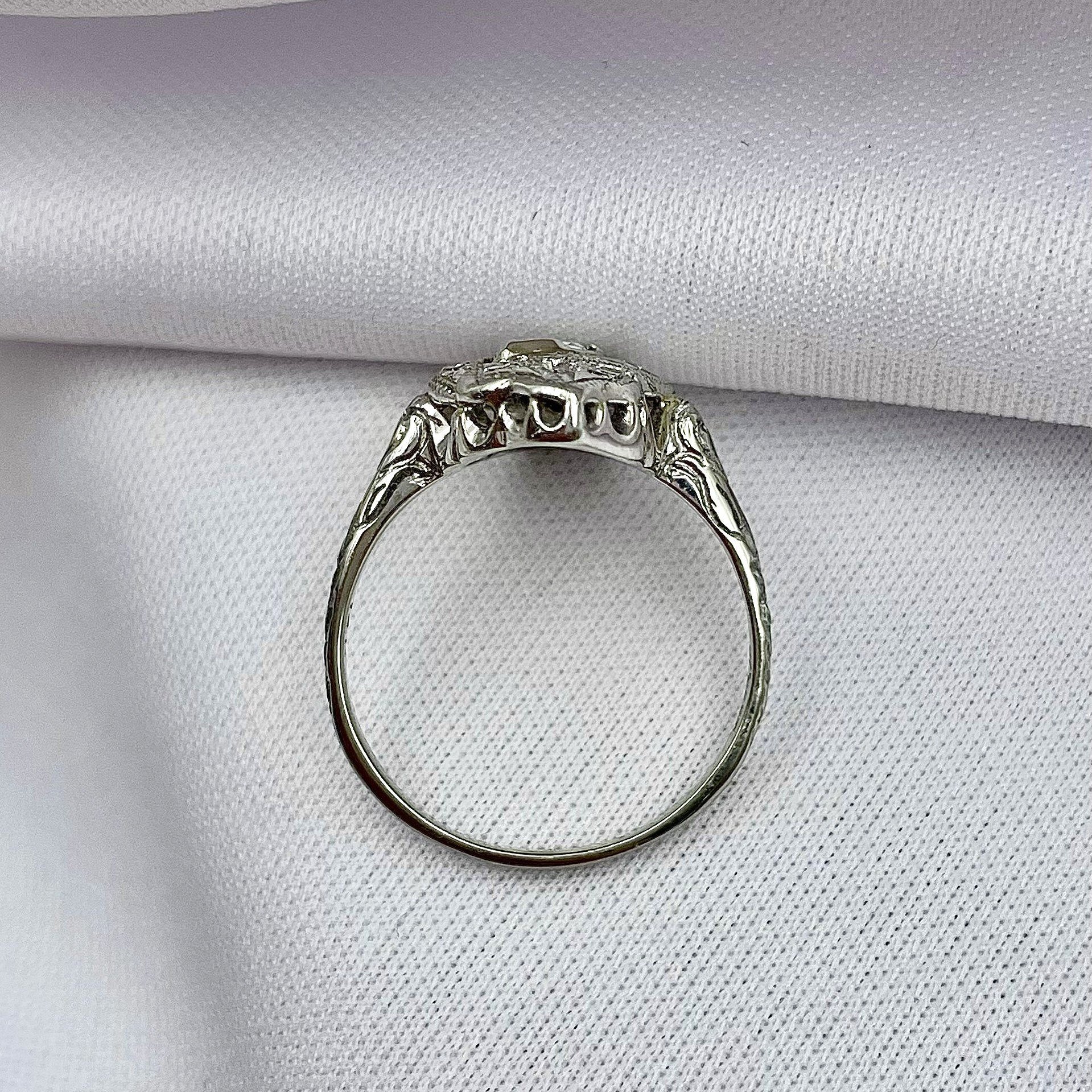 top down gallery view 1/3ctw Estate Marquise Diamond Ring 14k white gold