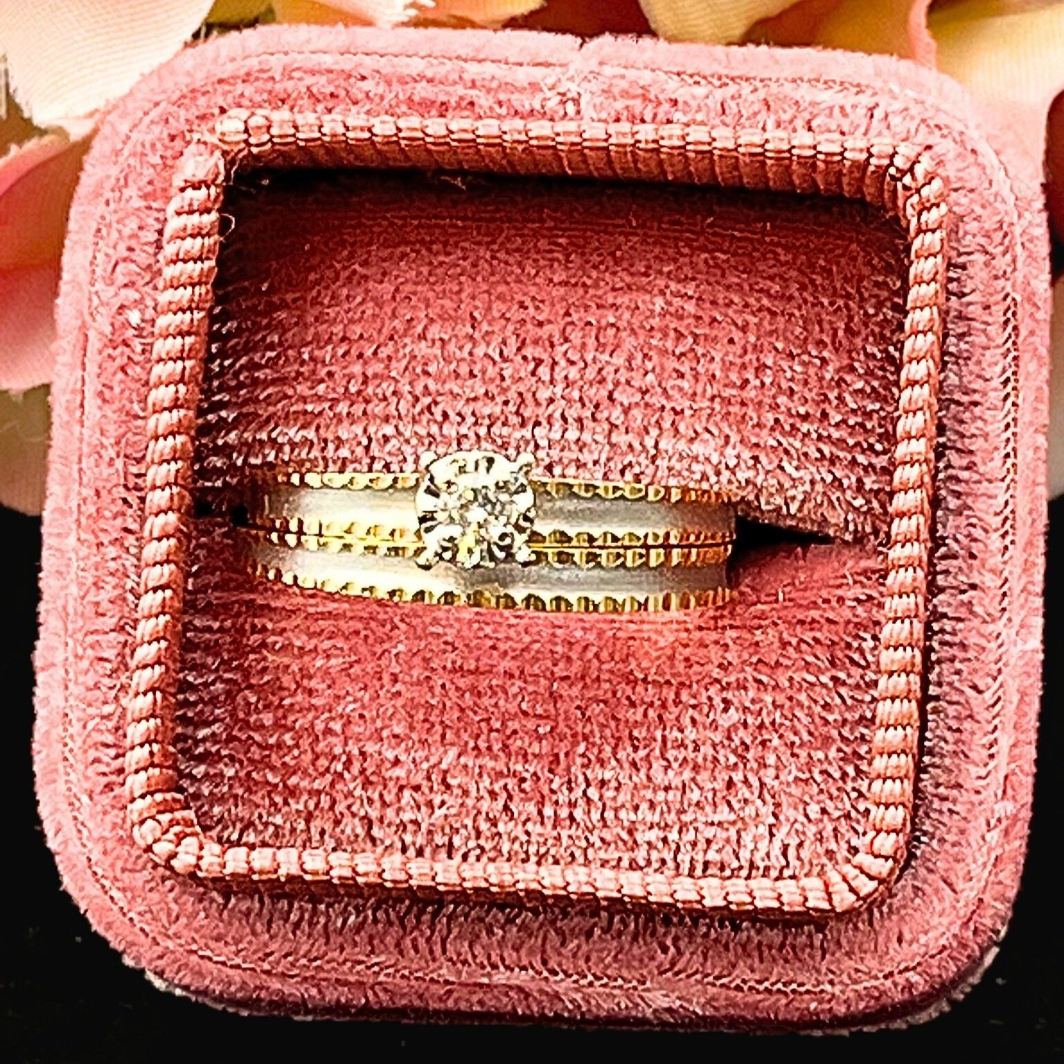 Two Tone 14k Yellow And White Gold Vintage Ladies Wedding Set