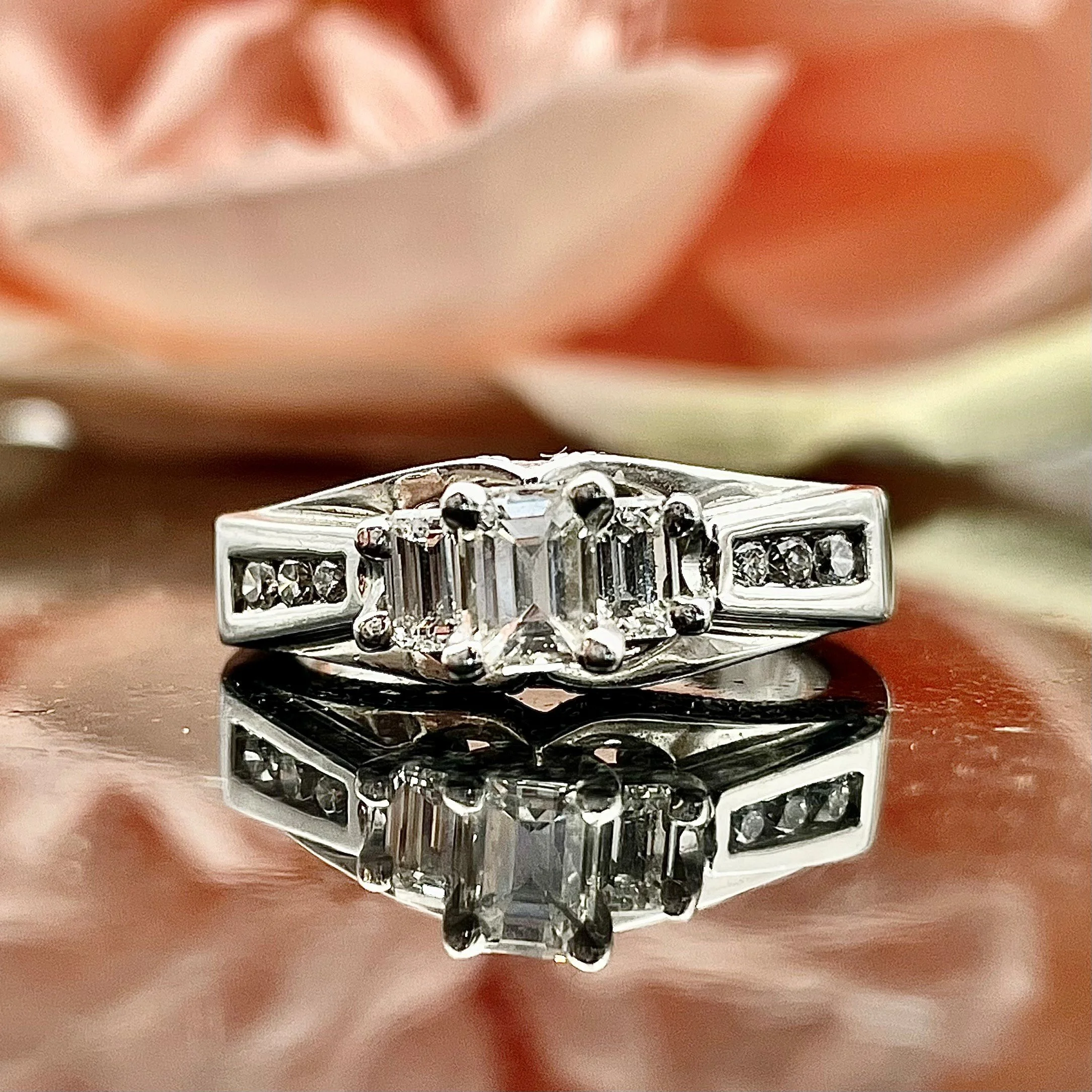 3/4ctw Emerald Cut Diamond Three Stone Style Engagement Anniversary Right Hand Ring