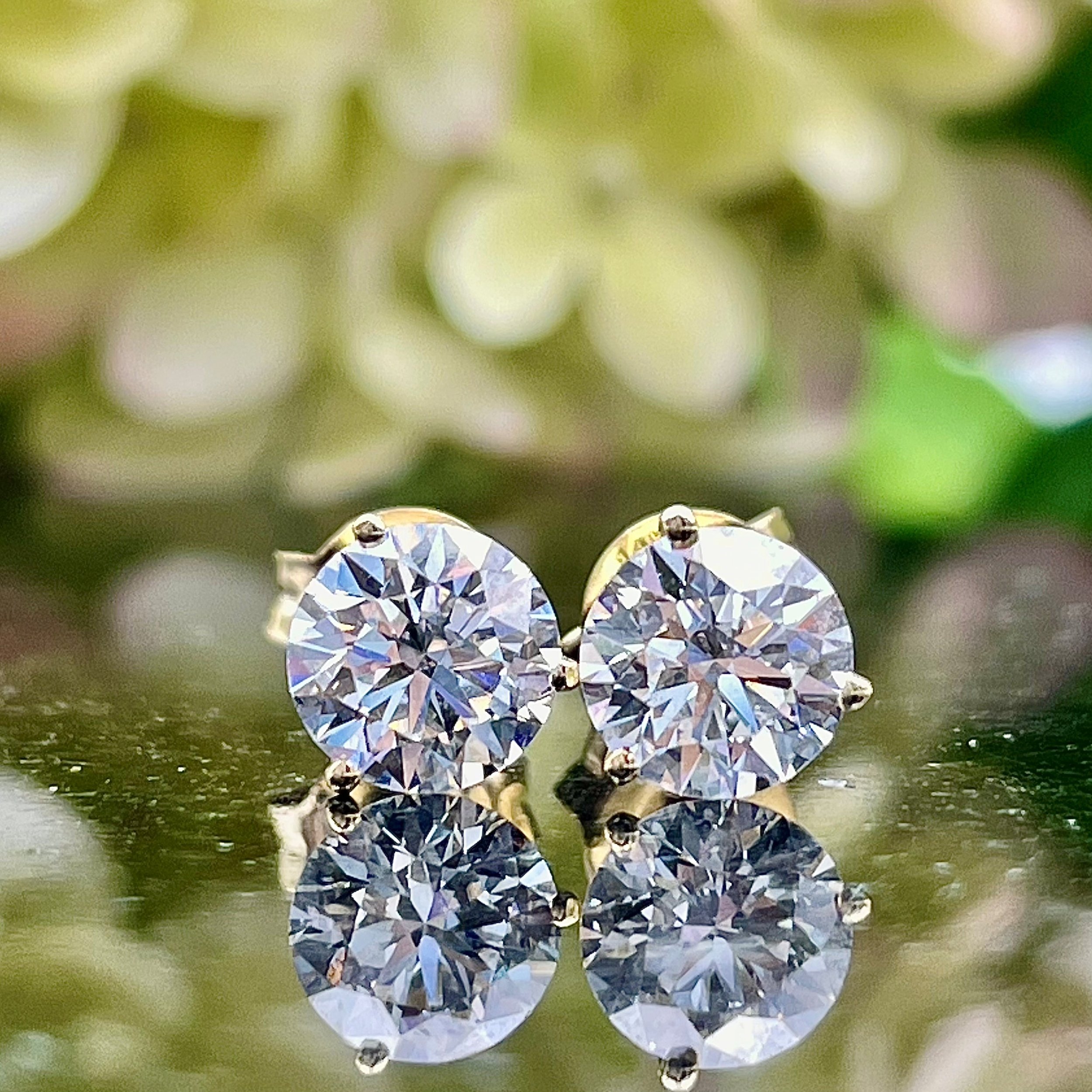 LAB GROWN - 1.54ctw Round Lab Grown Diamond Martini Studs 14k Yellow Gold