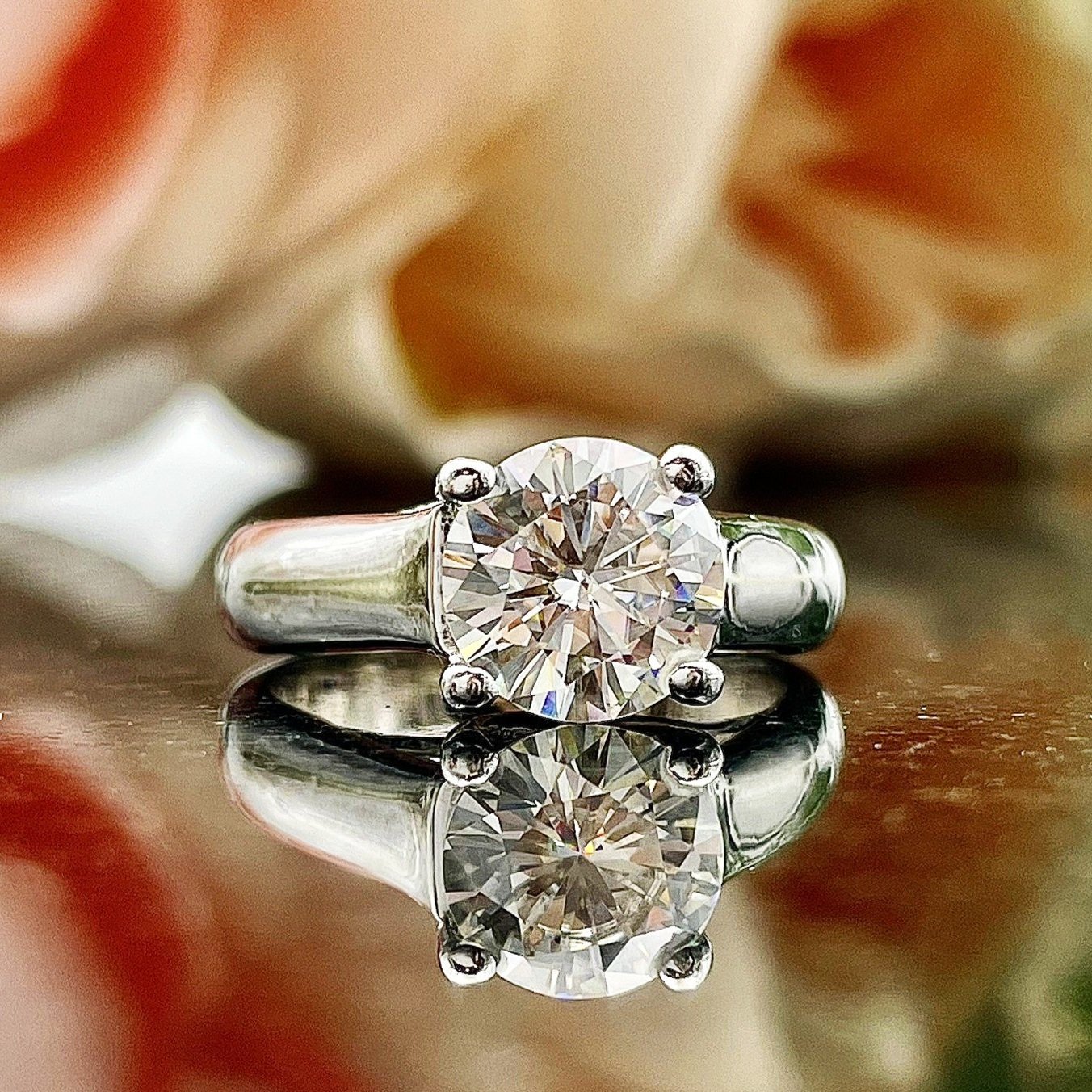 8.0mm Moissanite Solitaire 14k White Gold