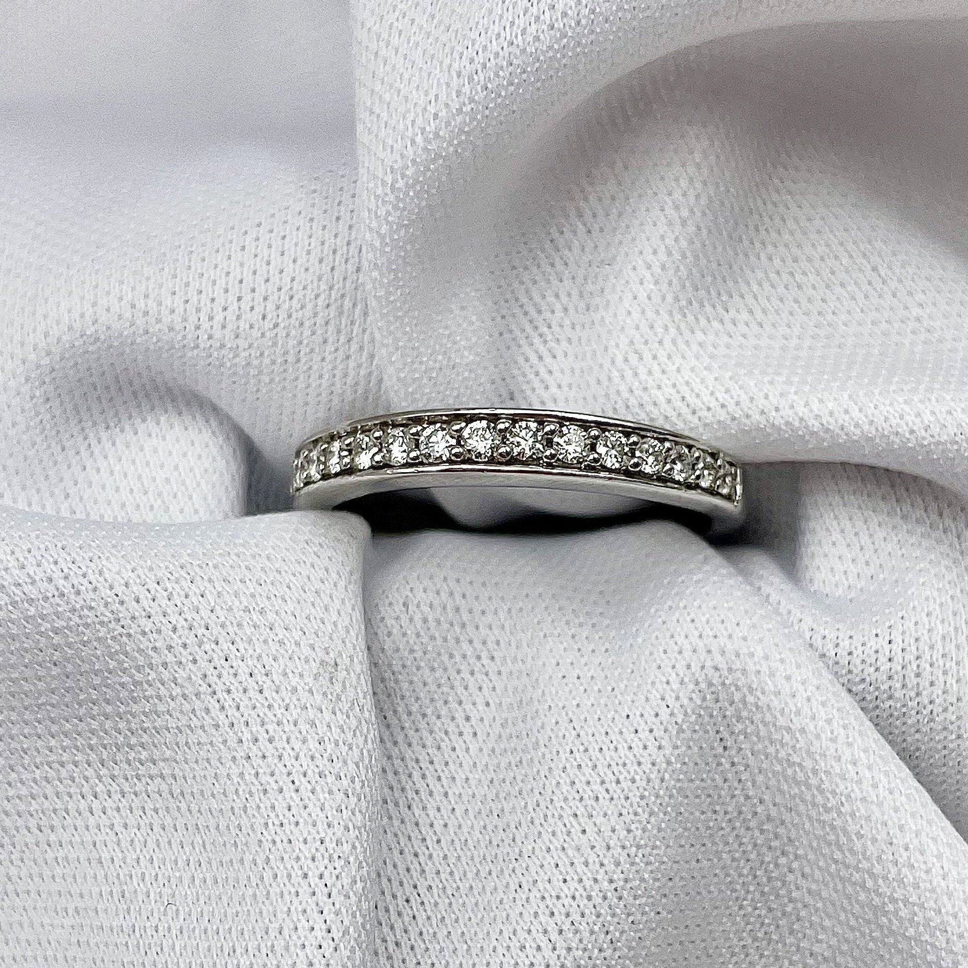 top down view white background .15ctw A+ Diamond Faux Channel Anniversary Wedding Stackable 14k White Gold