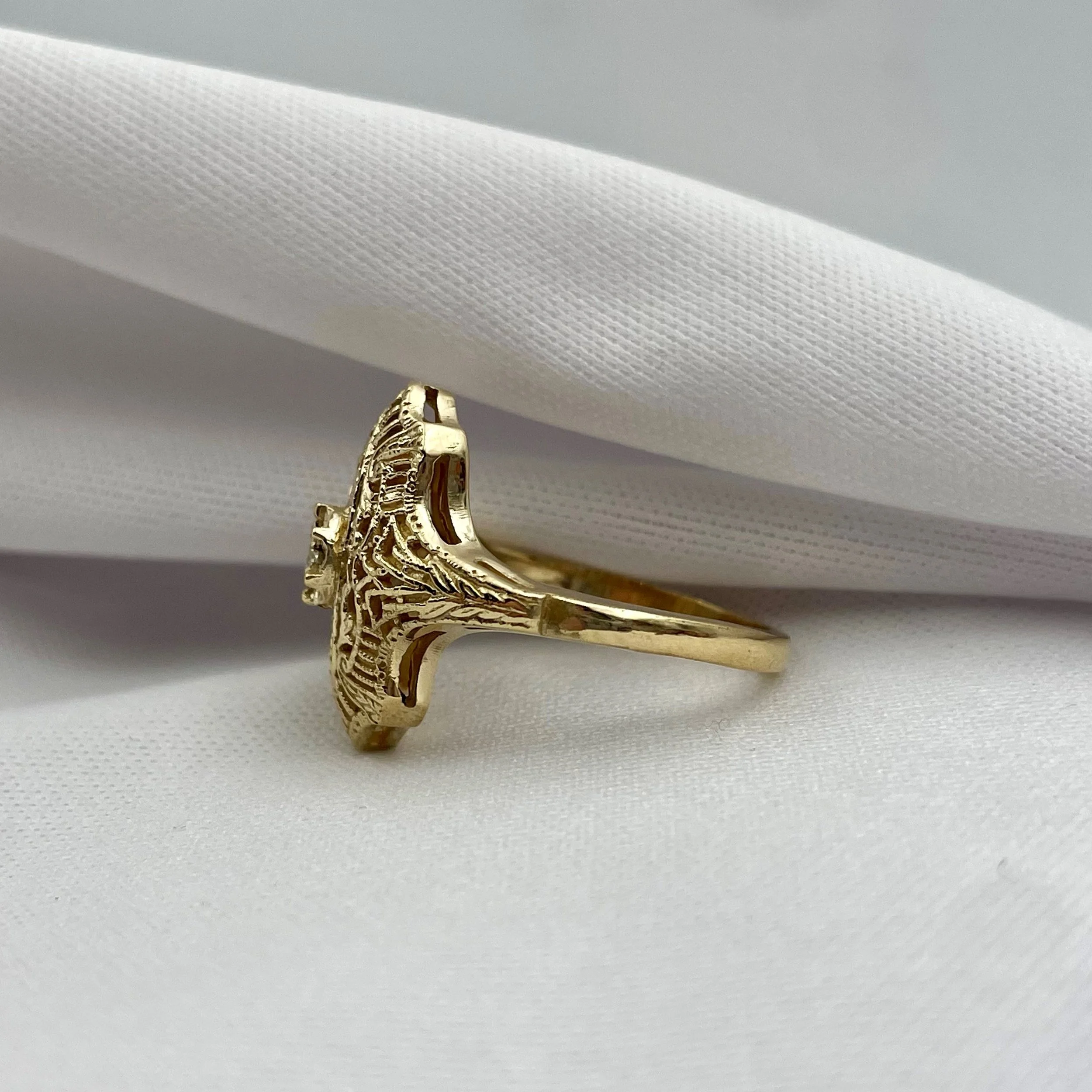 14k Yellow or White Gold Vintage Inspired Ladies Rings With AA Old European Cut Natural White Diamonds - Warren Jewelers