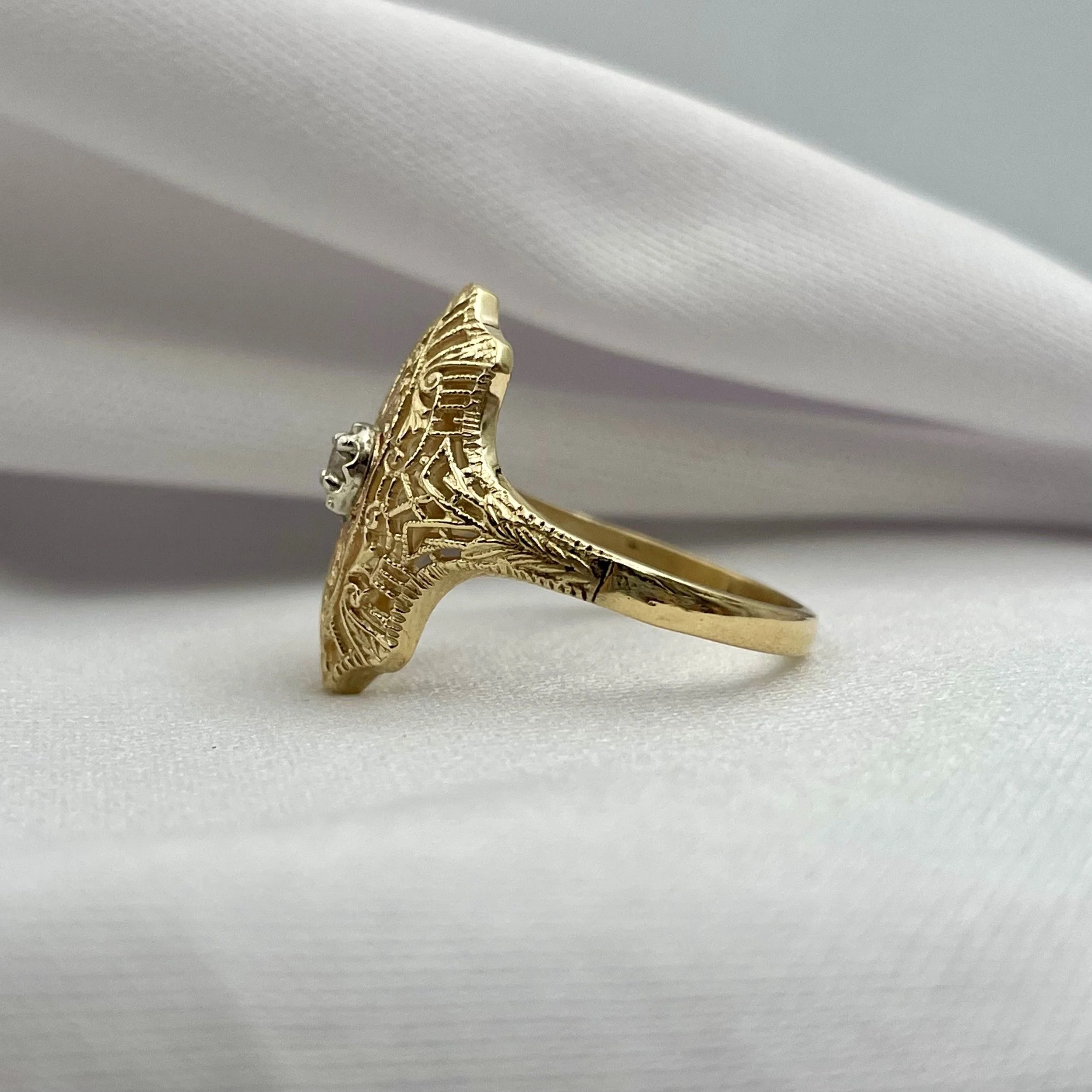 Vintage 14k Yellow Gold Old Mine Cut Diamond Ladies Ring - Warren Jewelers