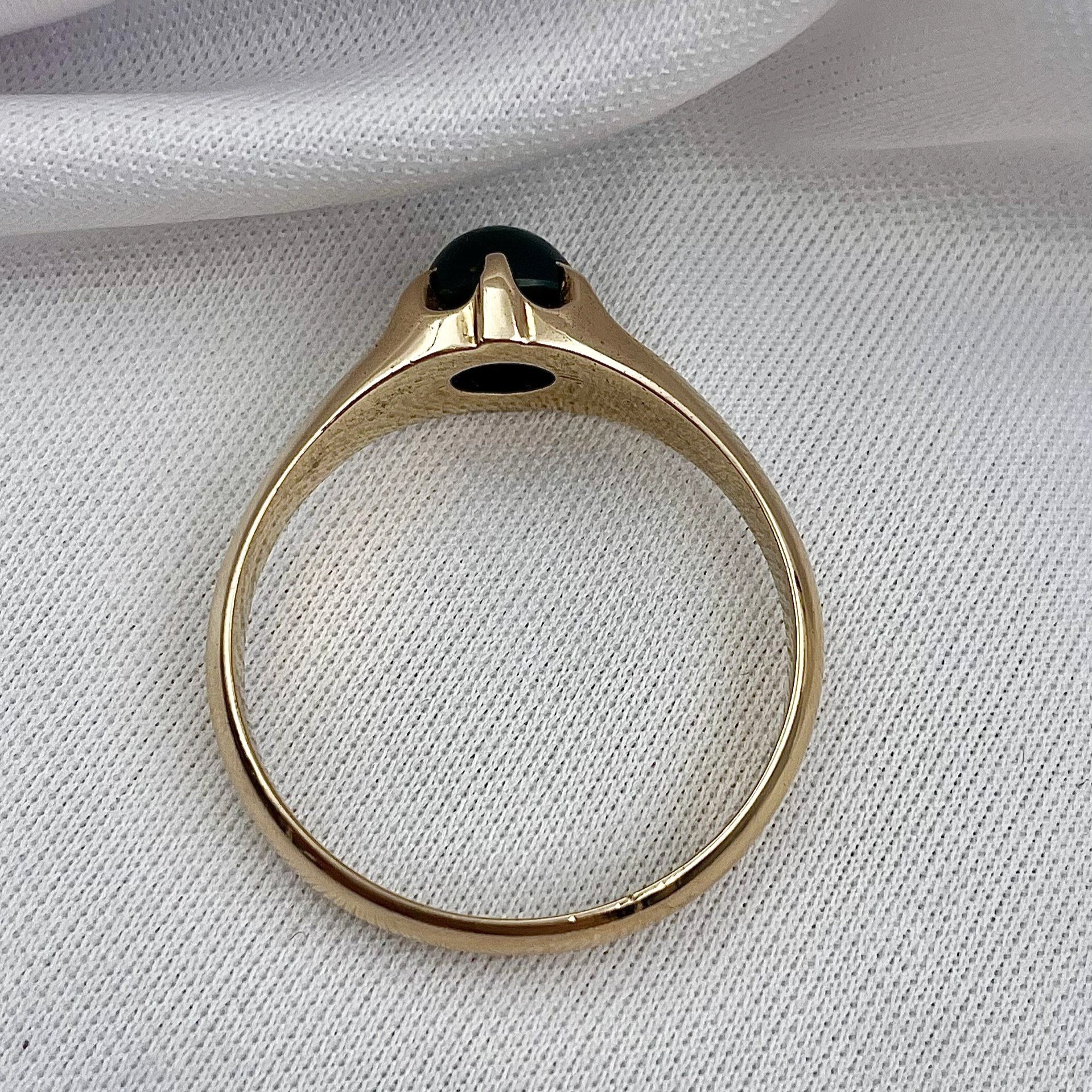 top down gallery view white background Men's Bloodstone Estate Ring 14k Yellow Gold