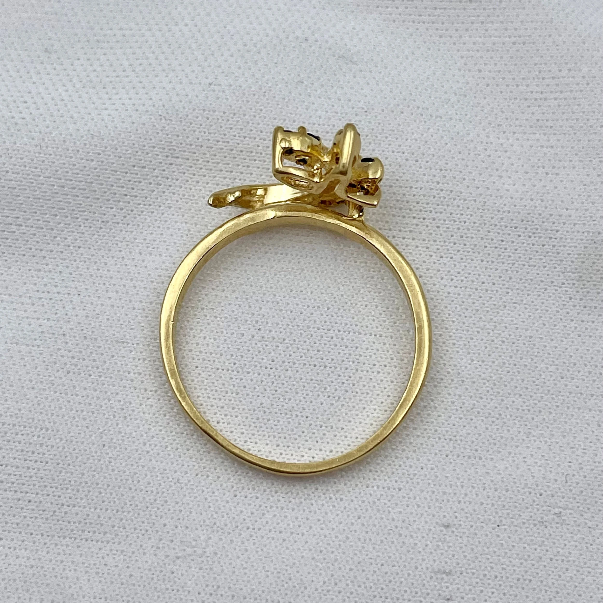gallery view of 14k Yellow Gold Sapphire And Diamond Leaf Wrap Wedding Band white background