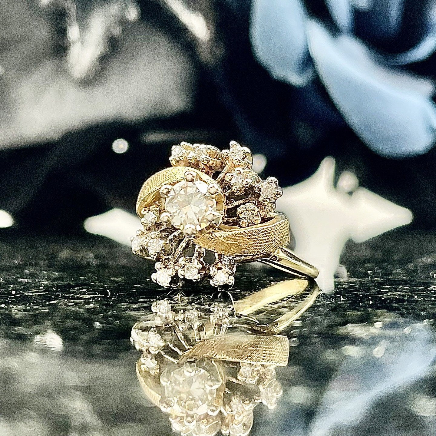 .40ctw Old European Cut Estate Diamond Ring 14k Yellow Gold