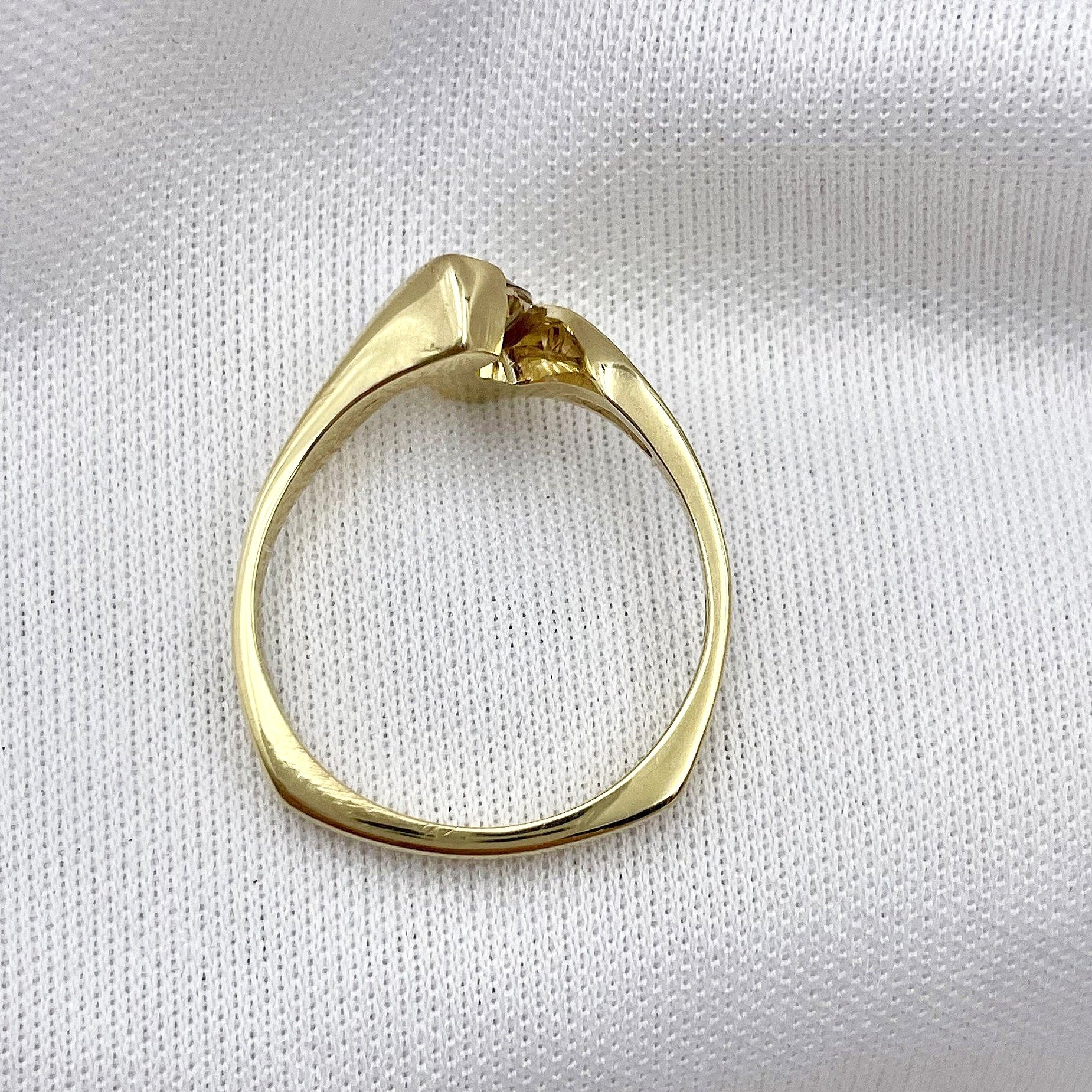 top down gallery view white background 14k Yellow Gold Light Brown .61ct Marquise Cut Diamond Bypass Ladies Solitaire Ring