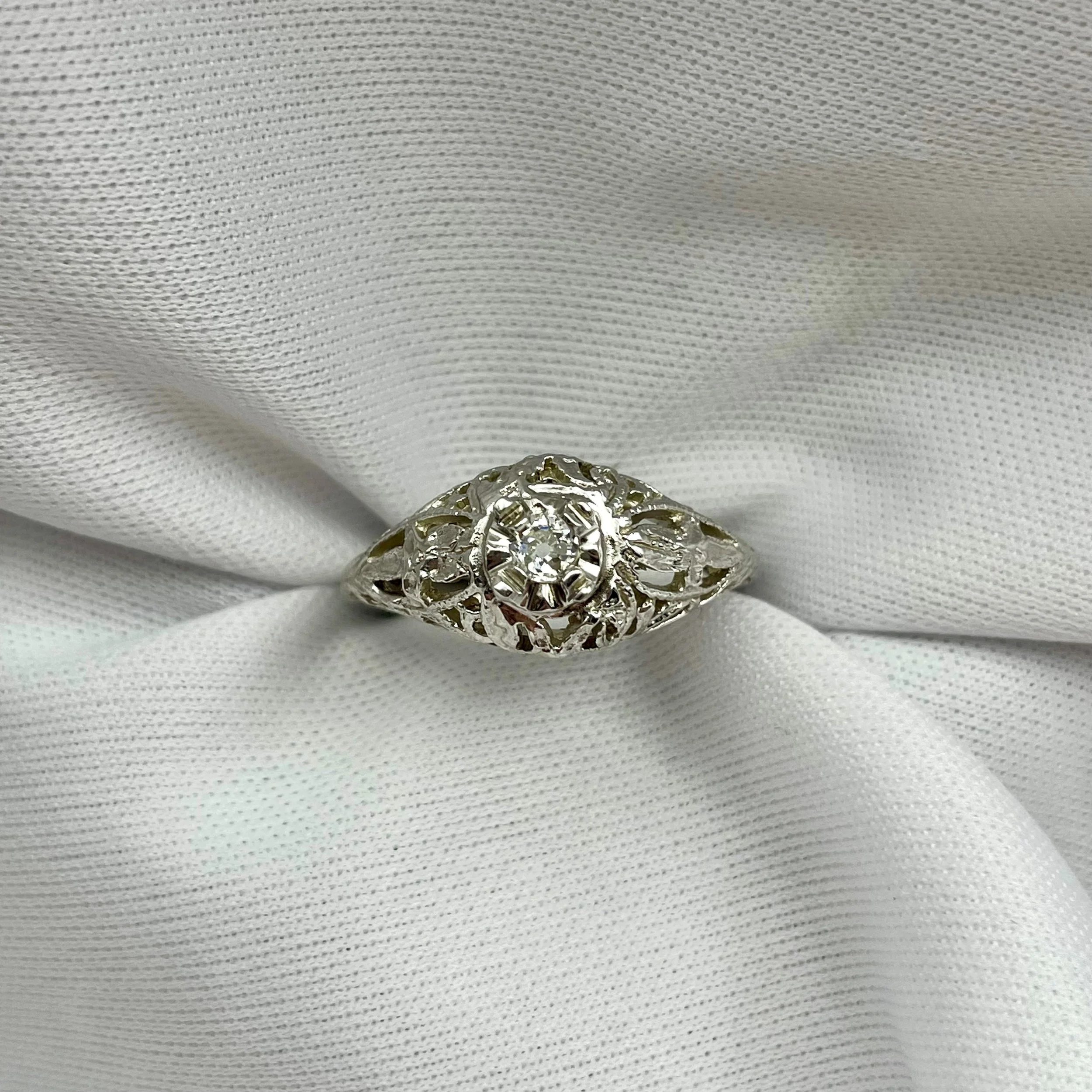 14k Yellow or White Gold Vintage Inspired Old Mine Cut Diamond Ladies Ring - Warren Jewelers