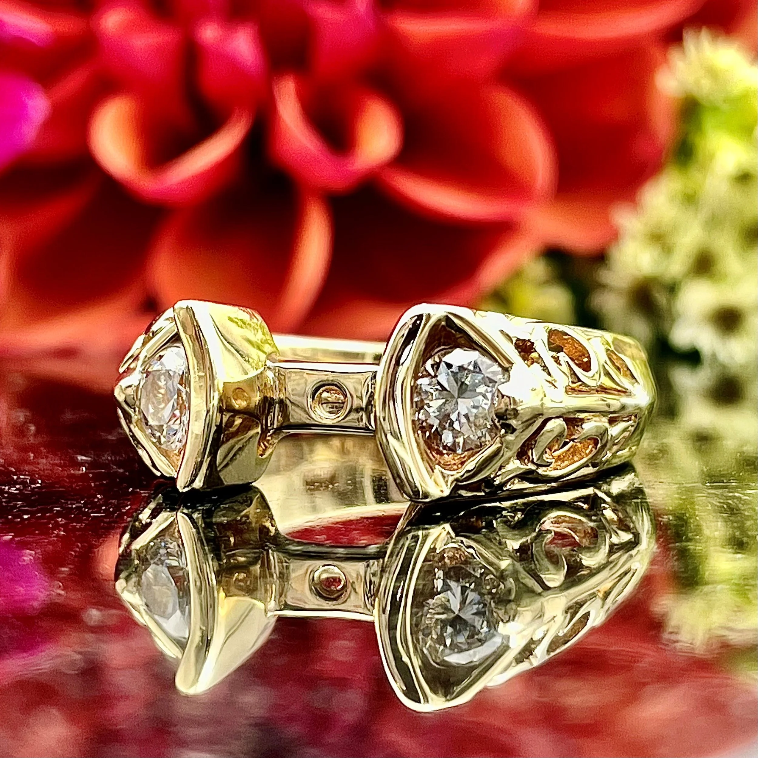 14k Yellow Gold Filigree Cut Out Diamond Semi Mounting