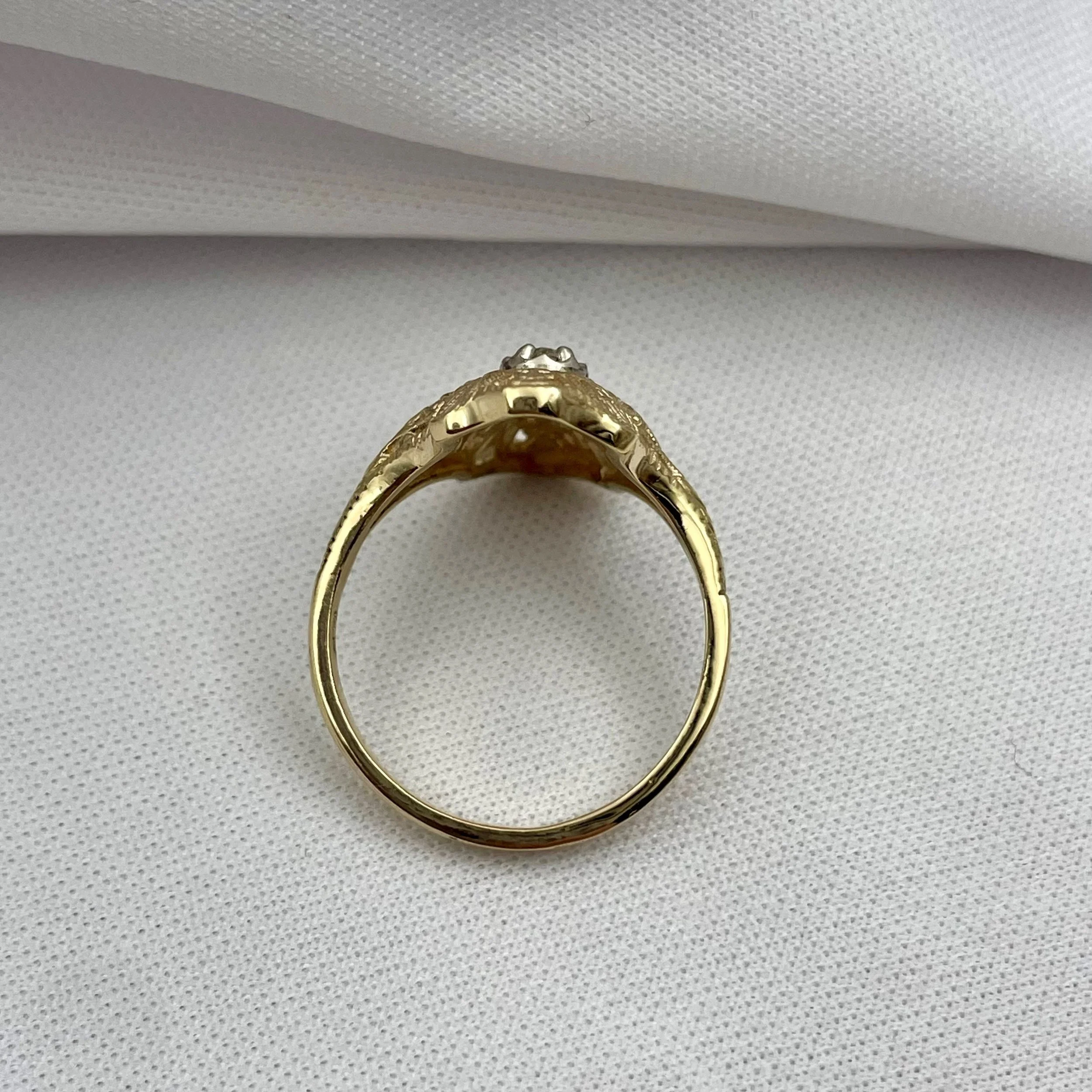Vintage 14k Yellow Gold Old Mine Cut Diamond Ladies Ring - Warren Jewelers
