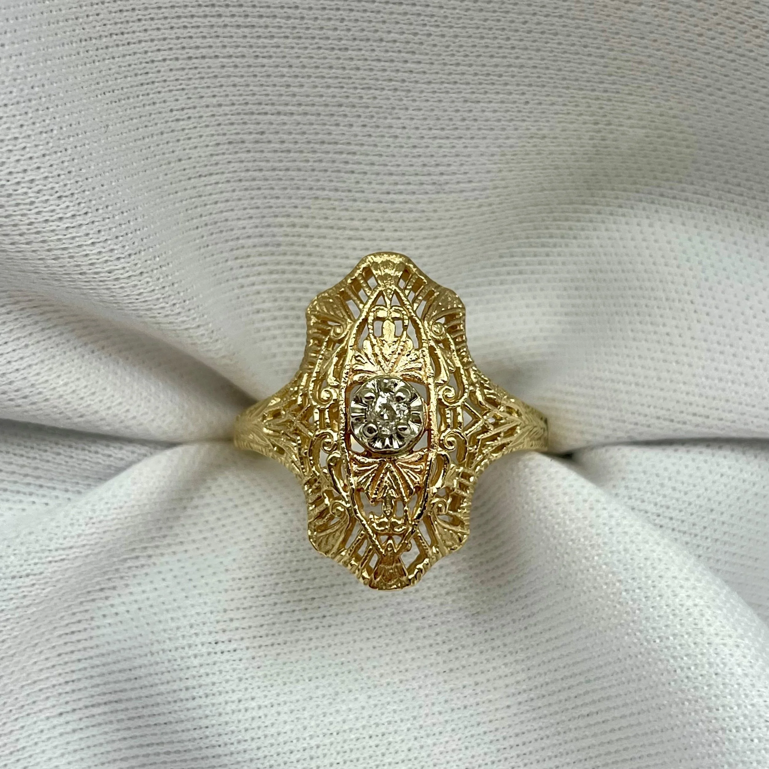 Vintage 14k Yellow Gold Old Mine Cut Diamond Ladies Ring - Warren Jewelers