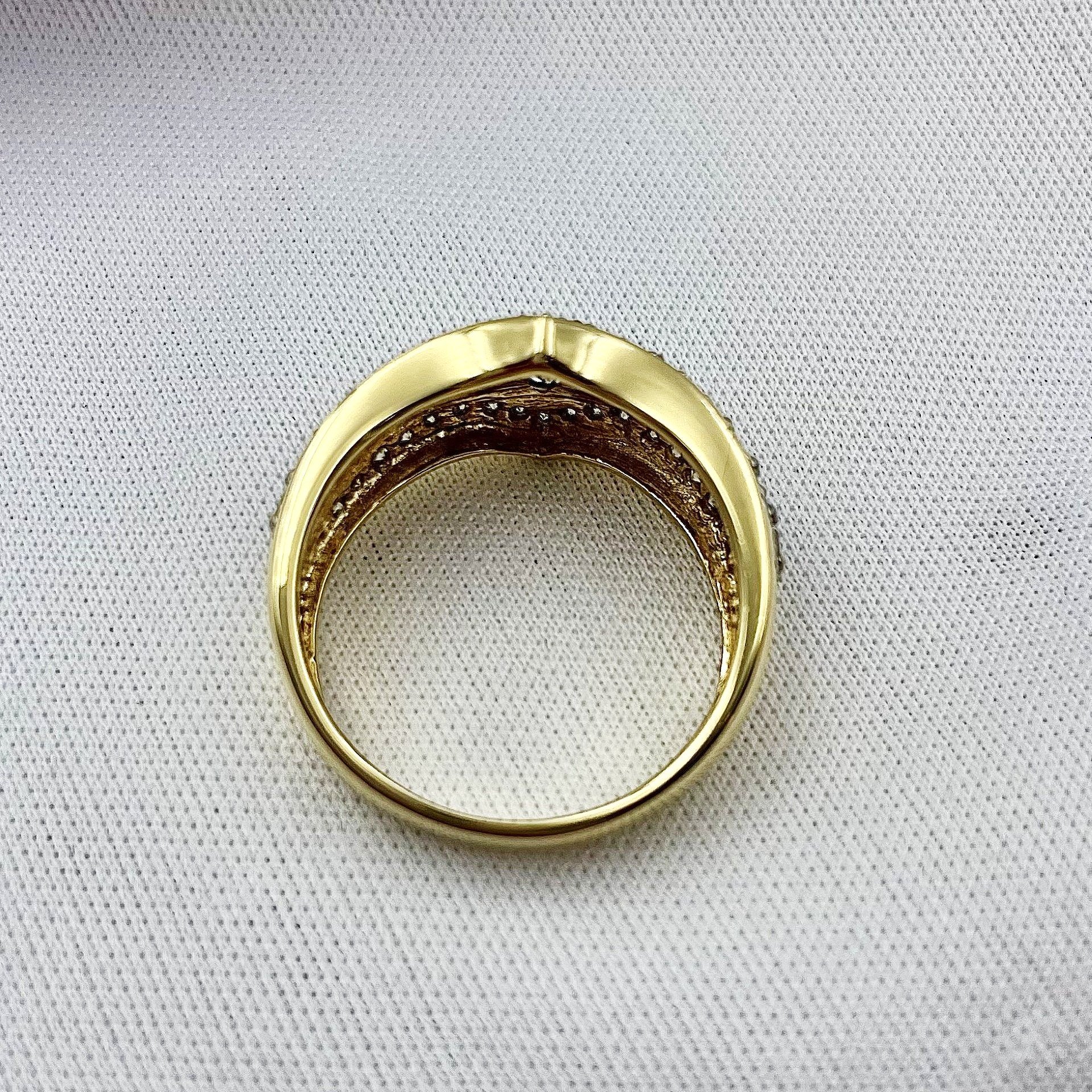 top down gallery view 1.00ctw Champagne And White Diamond Pave Ring 10k Yellow Gold