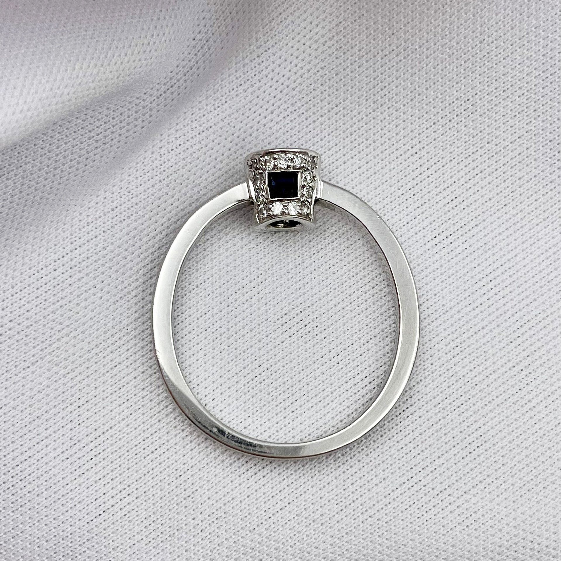 top down gallery view 14k White Gold Bezel Set Sapphire With Peekaboo Diamonds Ladies Ring