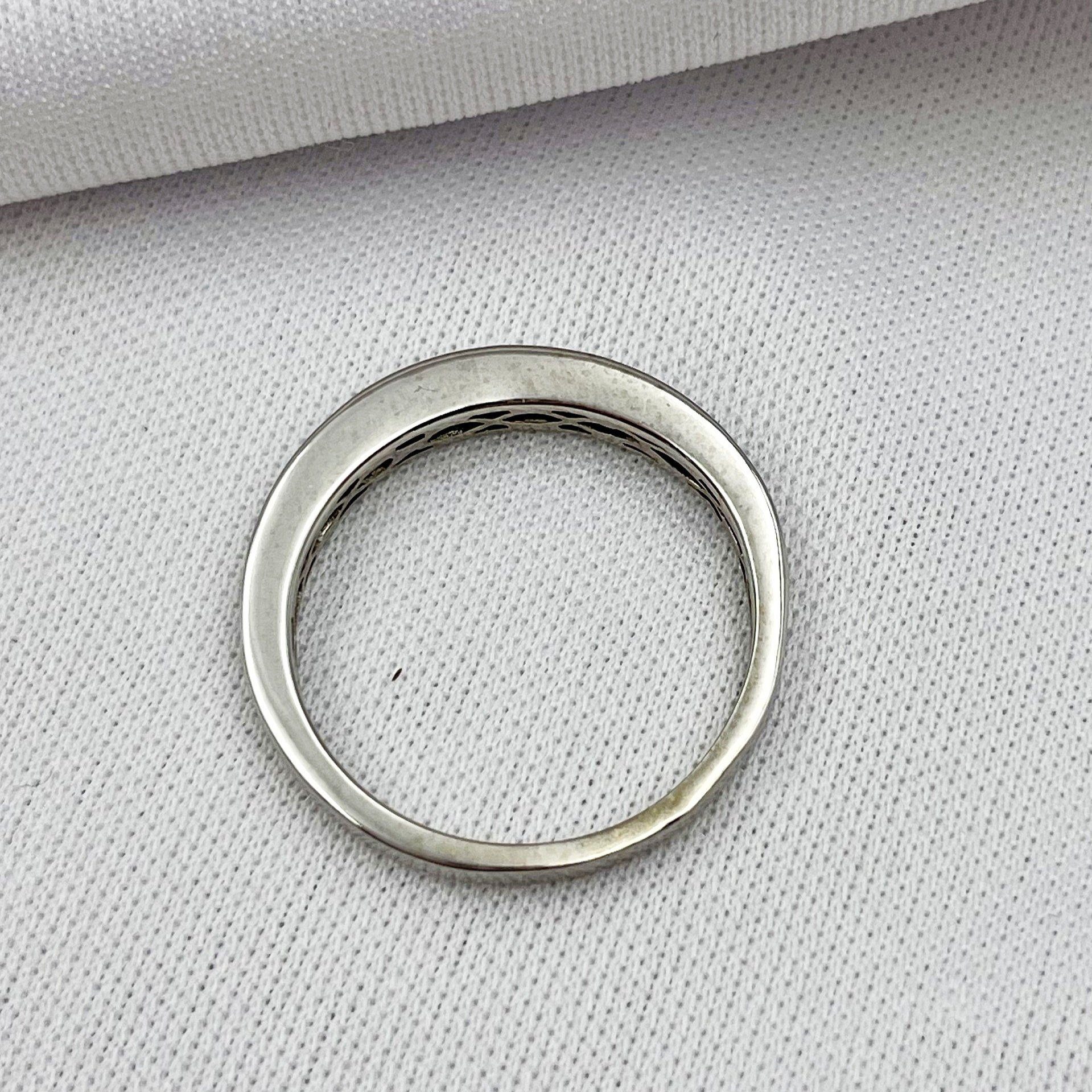 top down gallery view white background .15ctw A+ Diamond Faux Channel Anniversary Wedding Stackable 14k White Gold