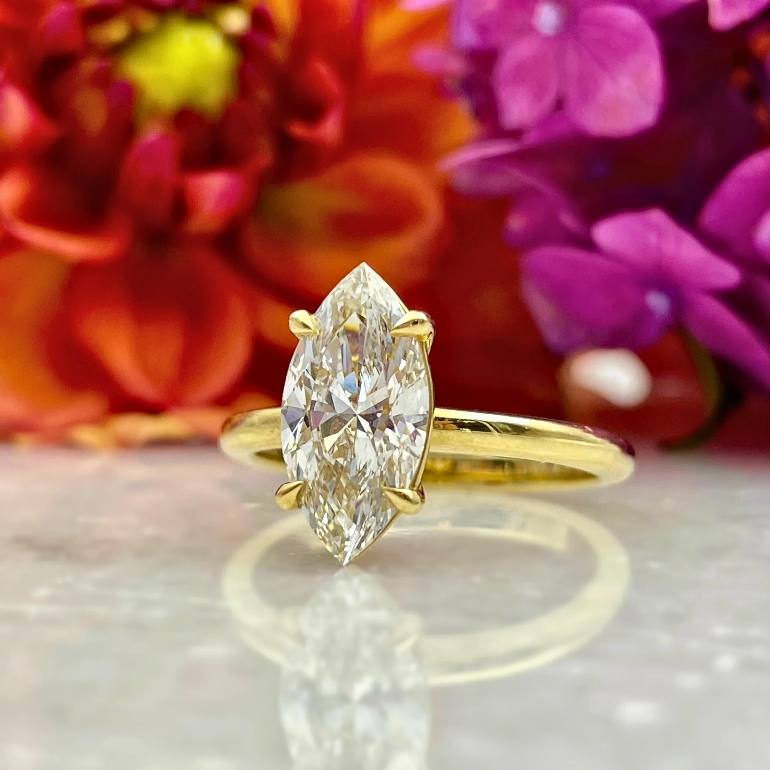 LAB GROWN - 2.08ct Marquise Lab Grown Diamond 14k Yellow Gold Engagement Ring