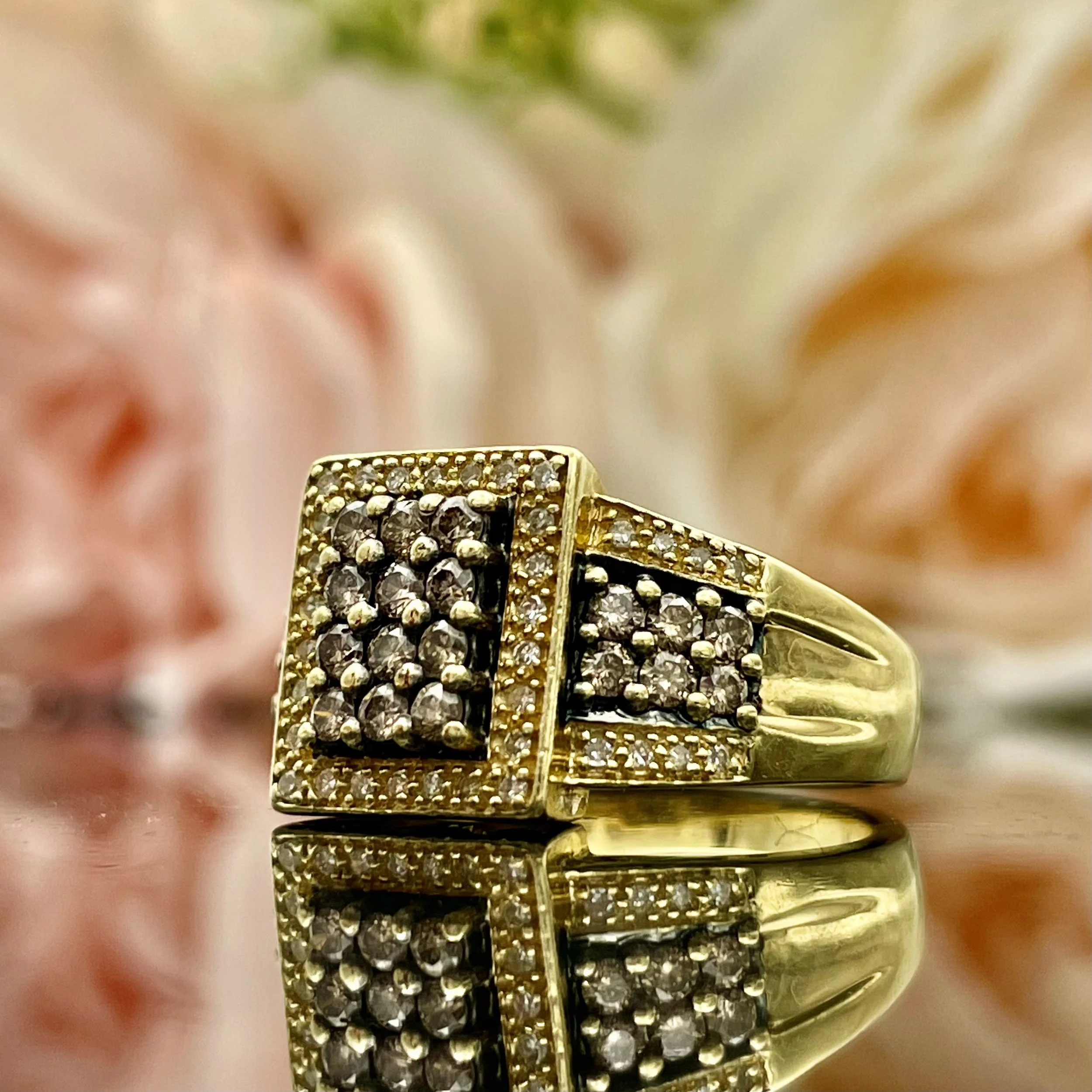 1/2ctw Ladies Fancy Chocolate and White Diamond Statement Ring