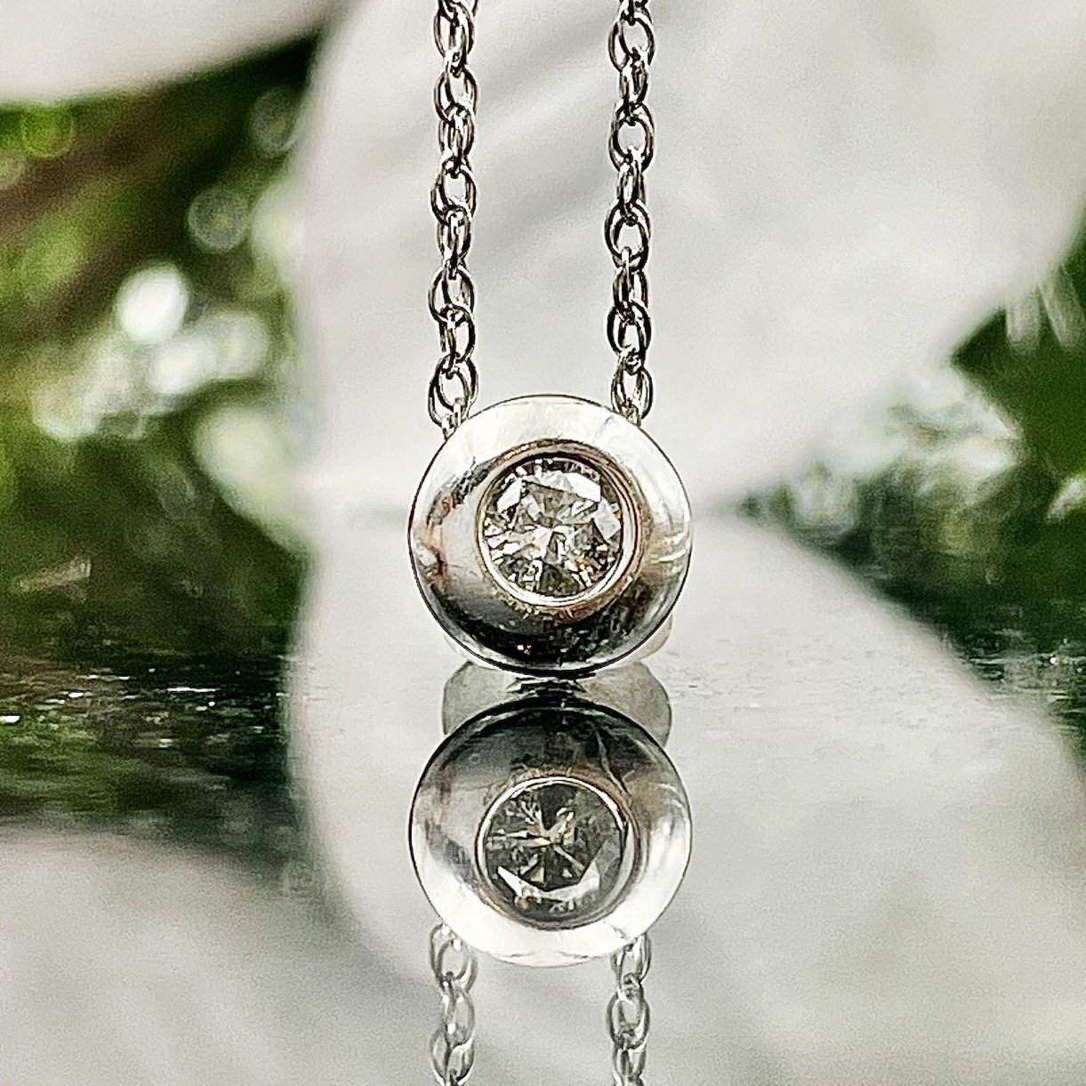 1/4ct Diamond Bezel Set Solitaire Pendant 14k White Gold