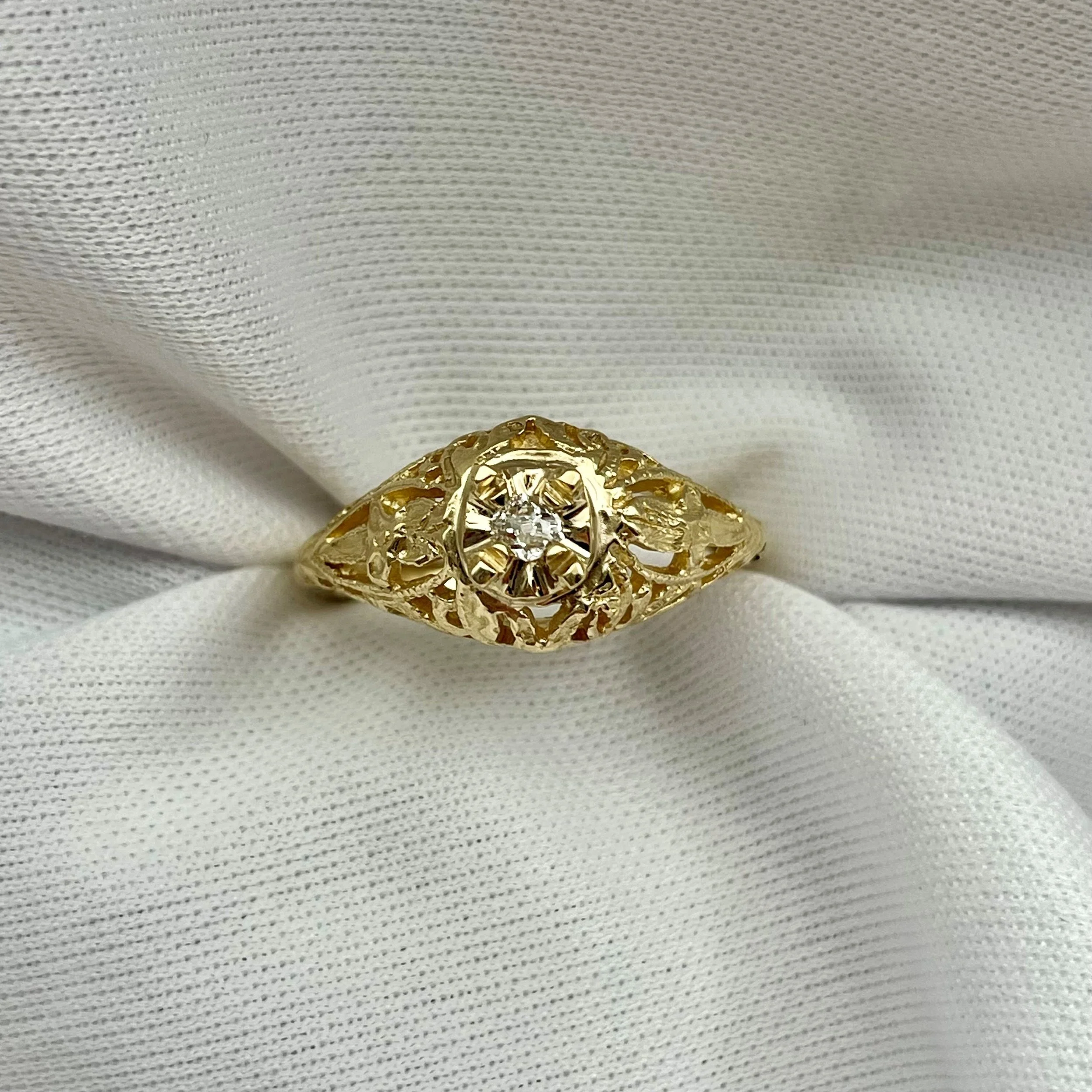 14k Yellow or White Gold Vintage Inspired Old Mine Cut Diamond Ladies Ring - Warren Jewelers