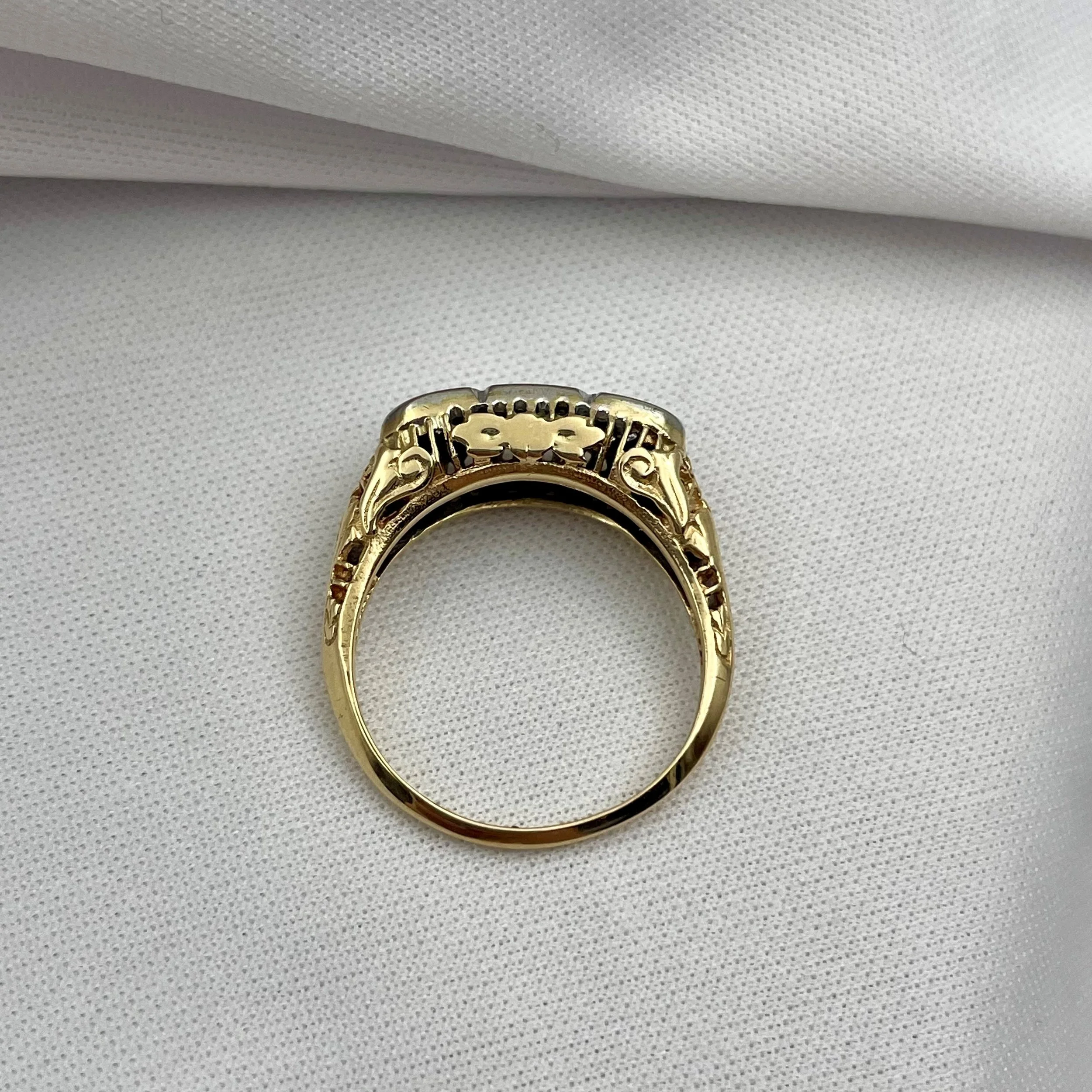 Vintage 1/10ctw  Three Stone Ladies Diamond Ring 14k Yellow Gold - Warren Jewelers