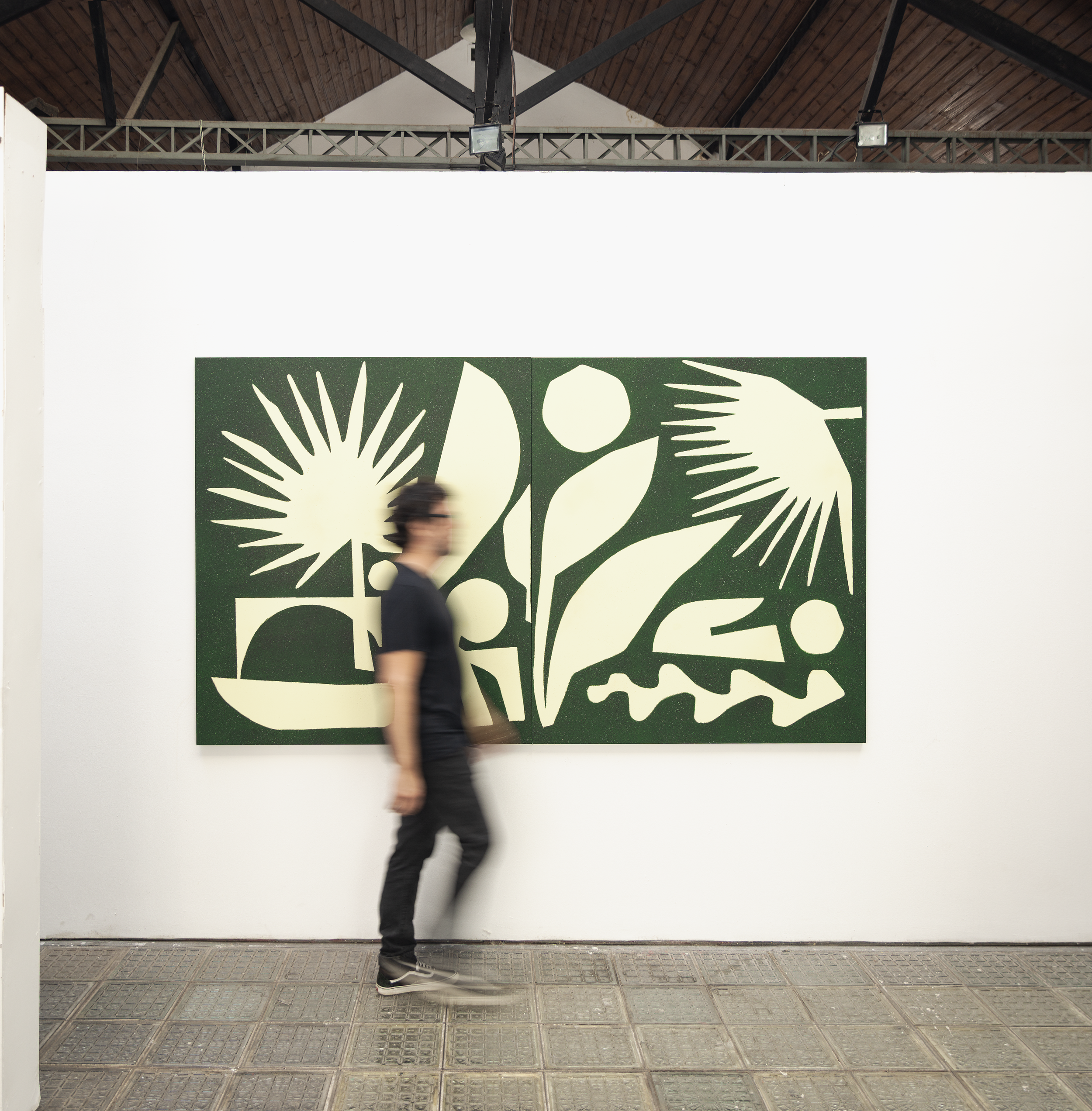 Matriz, 2026. Diptych. Enamel on canvas. 260 x 150 x 3 cm.
