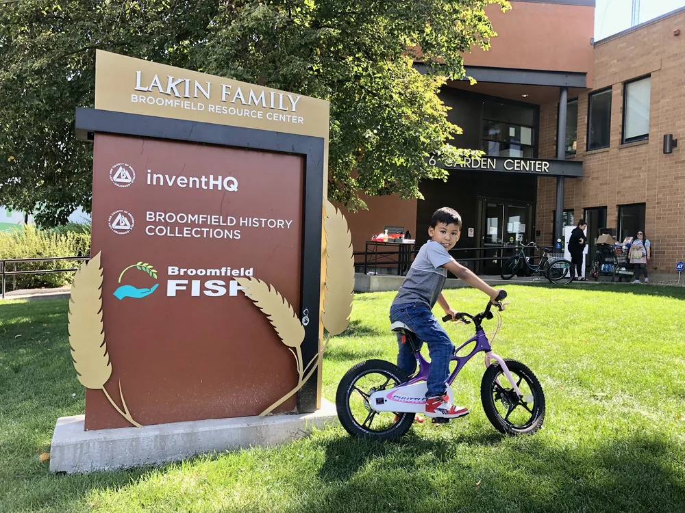 Broomfield community members at the Ride Broomfield bike giveaway event