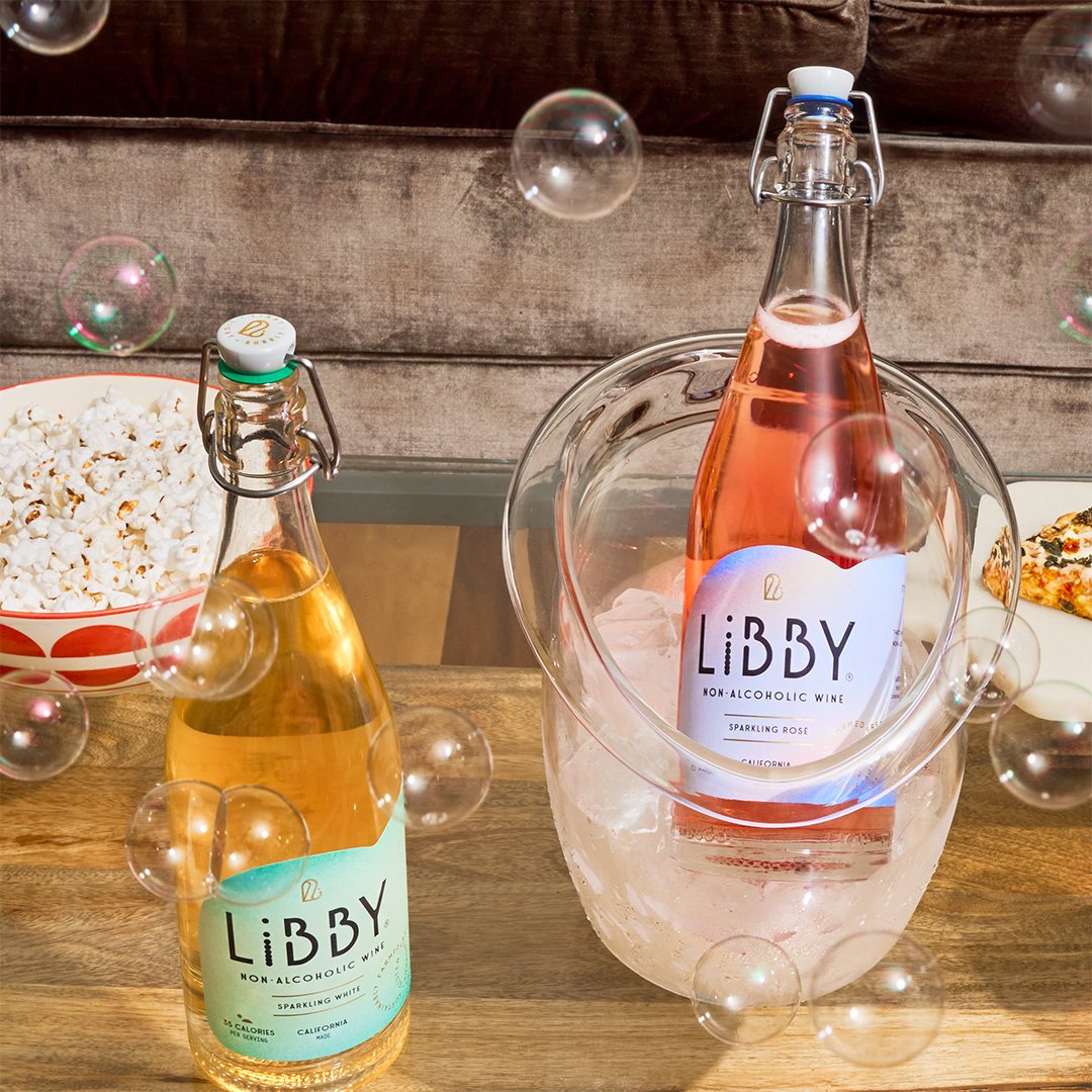 LiBBY sparkling beverage bottles on kitchen counter, product beverage photography by Golden Joy Photography in Los Angeles