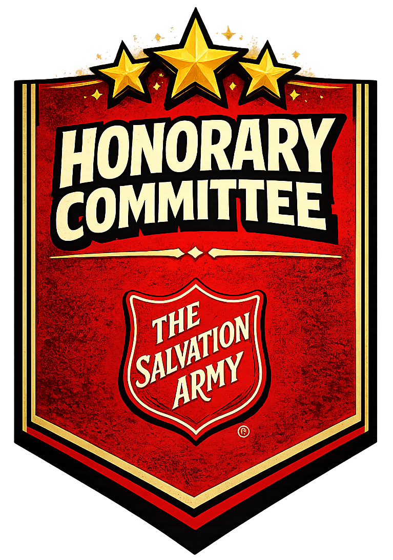 Honorary Committee championship banner featuring three gold stars and The Salvation Army shield.