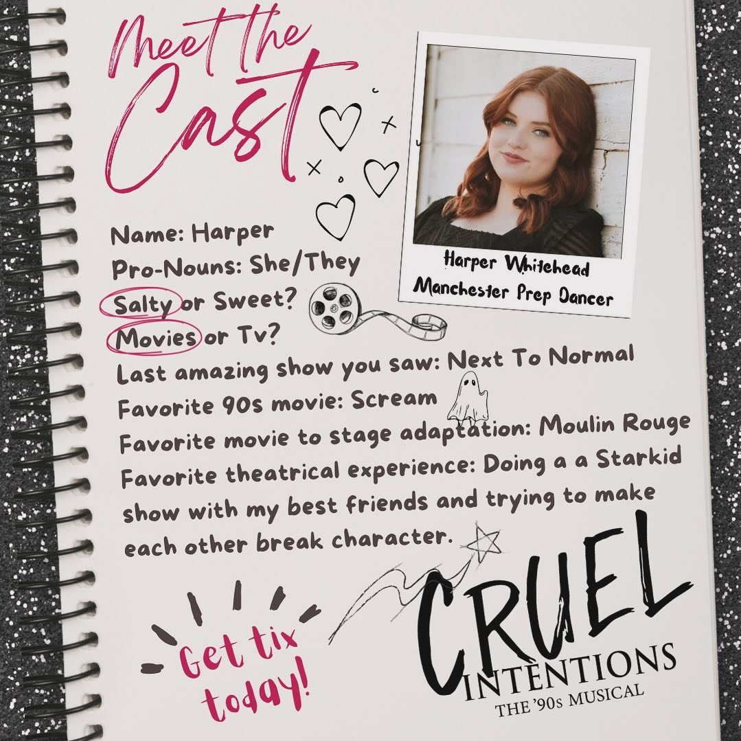 Let&rsquo;s get to know our cast! Here&rsquo;s a little about @harper_whitehead 💕✨ #cruelintentionsmusical #denveractor #musicaltheatre 

✨Get tickets today! Link on our site! ✨