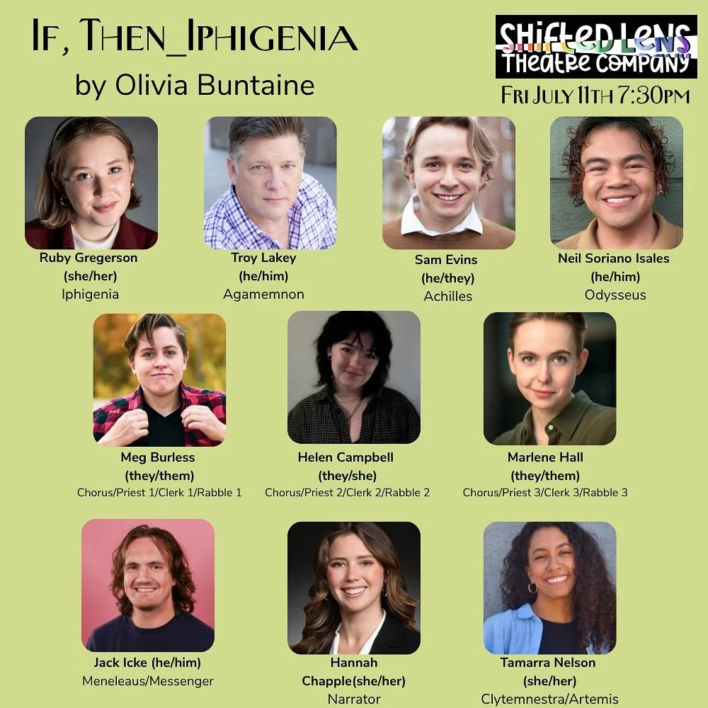 This weekend, the second year of the Fresh Looks Festival is bringing you 4 more brand new scripts! Tickets available on our website and at @peoplesbuilding 

If, Then_Iphigenia
Fri July 11th at 7:30pm
Written by Olivia Buntaine, Directed by Tamara N