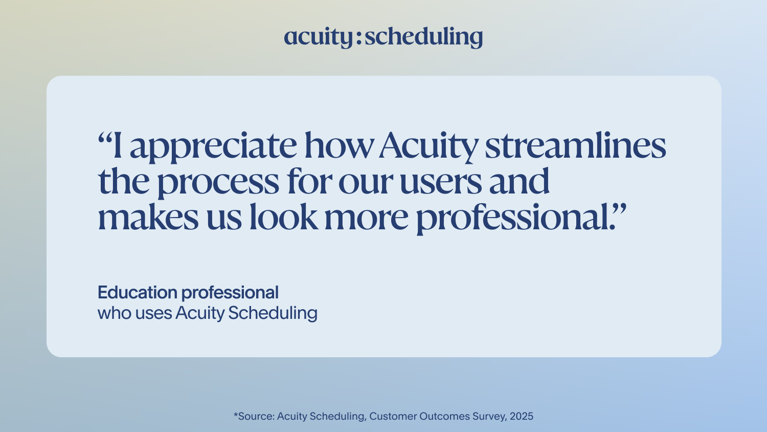 Education professional appreciates how Acuity makes them look more professional to clients