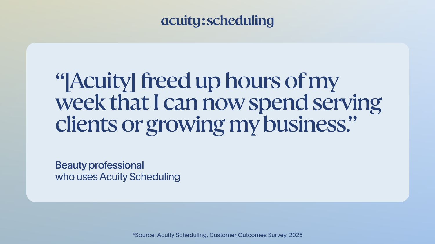 Beauty professional says Acuity freed up hours they can now spend serving clients or growing the business