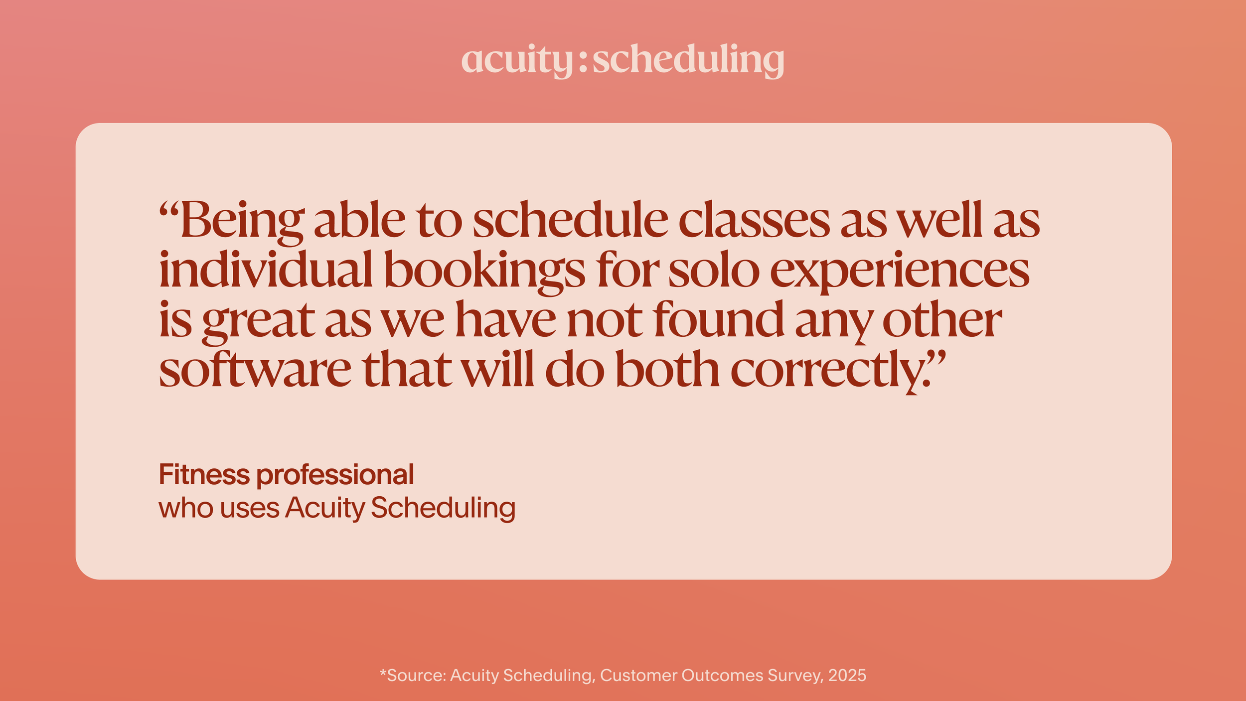 Fitness professional reports that Acuity supports both group classes and individual bookings within one system