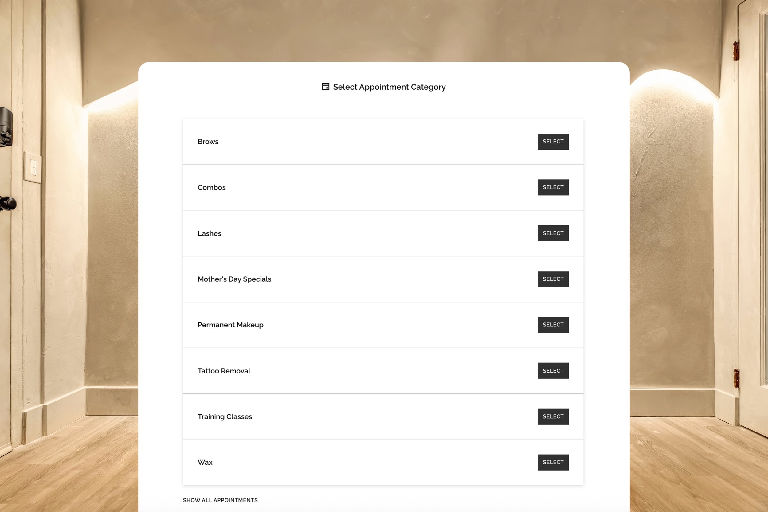 Permaesthetics online booking page