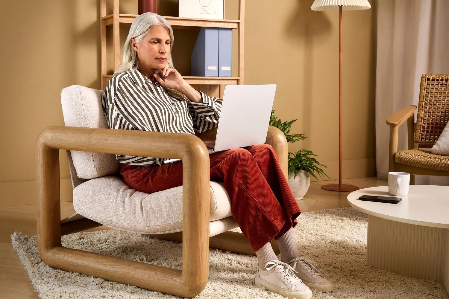Woman working on laptop
