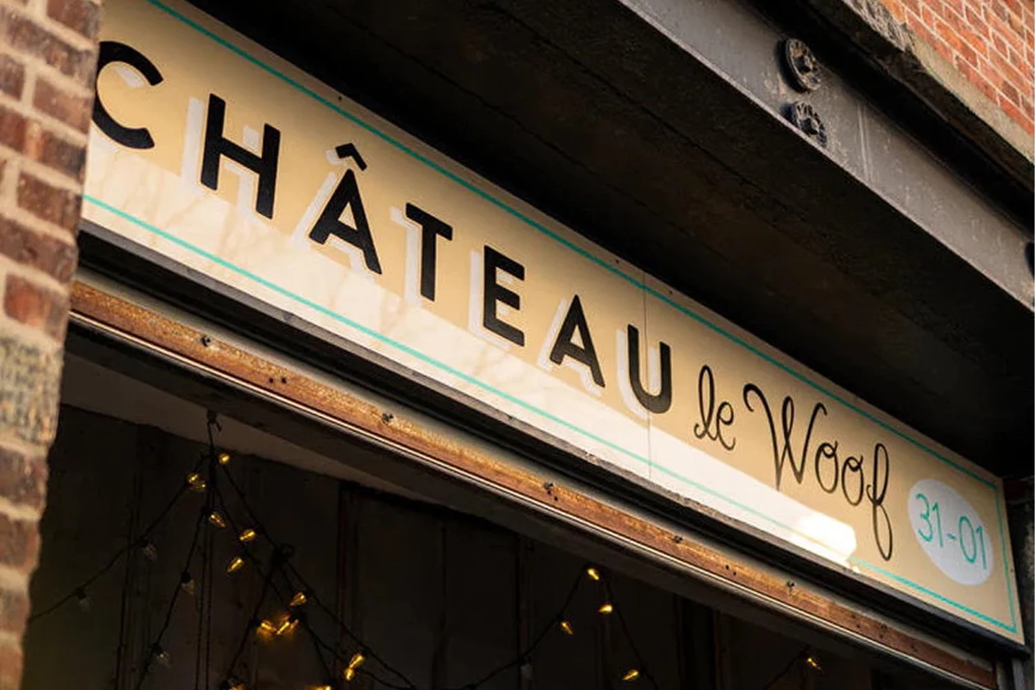 Chateau le Woof Storefront Sign