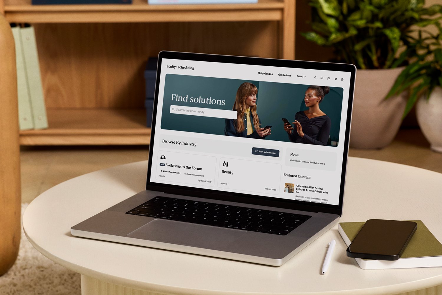 The Acuity Scheduling Forum on laptop screen