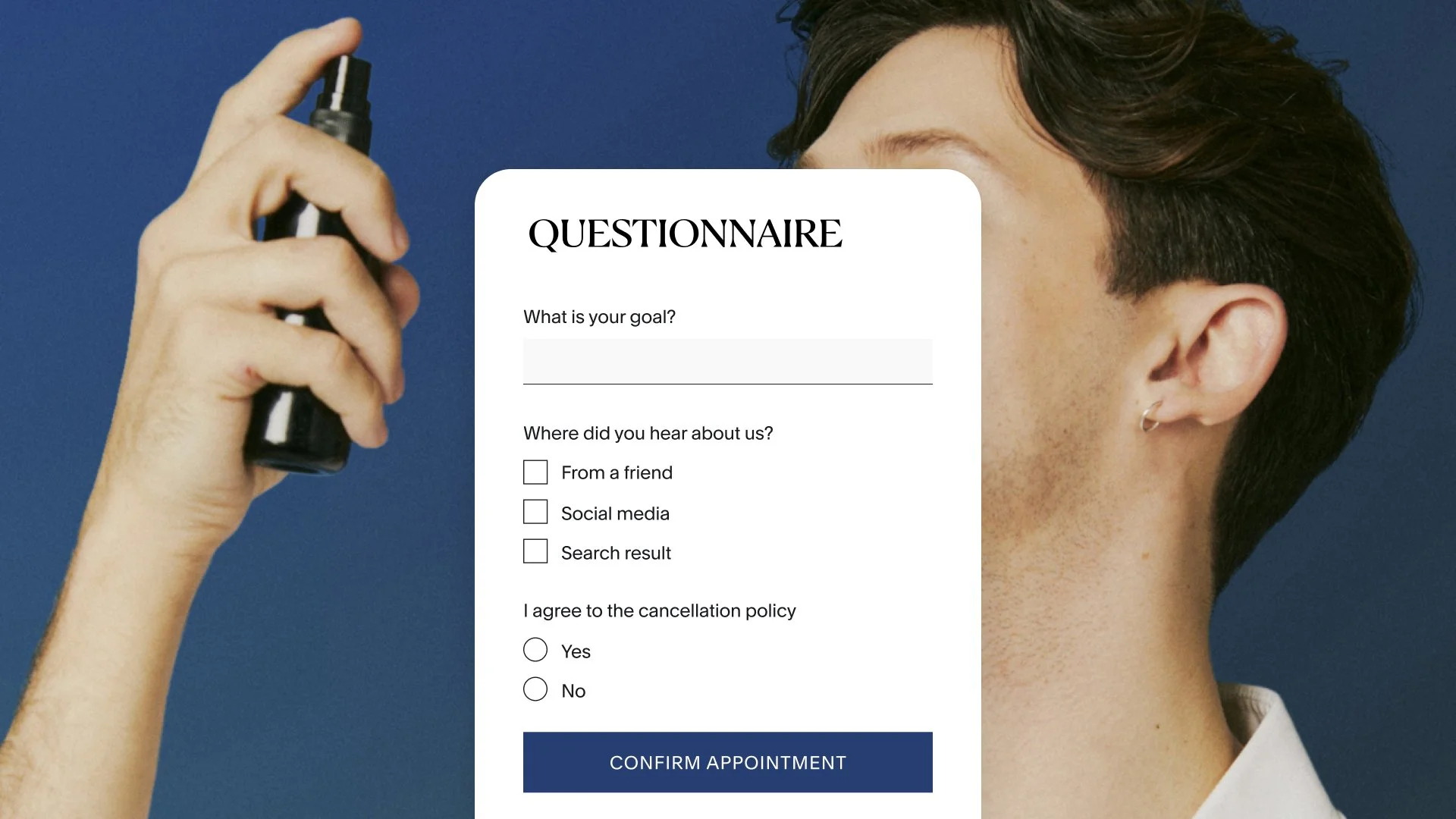 Online intake form questionnaire