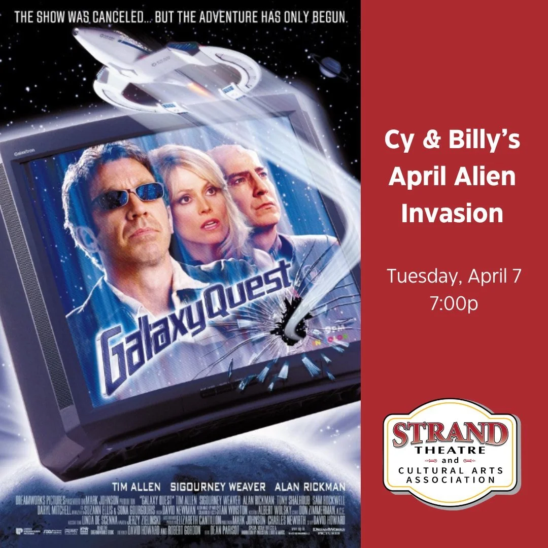 April = Alien Invasion at The Strand 👽✨
Four Tuesdays. Four extraterrestrial favorites.

🌌 Galaxy Quest
🧊 The Thing
🕶️ Men in Black
🚐 Paul

Tuesdays at 7 p.m. | Doors at 6:30