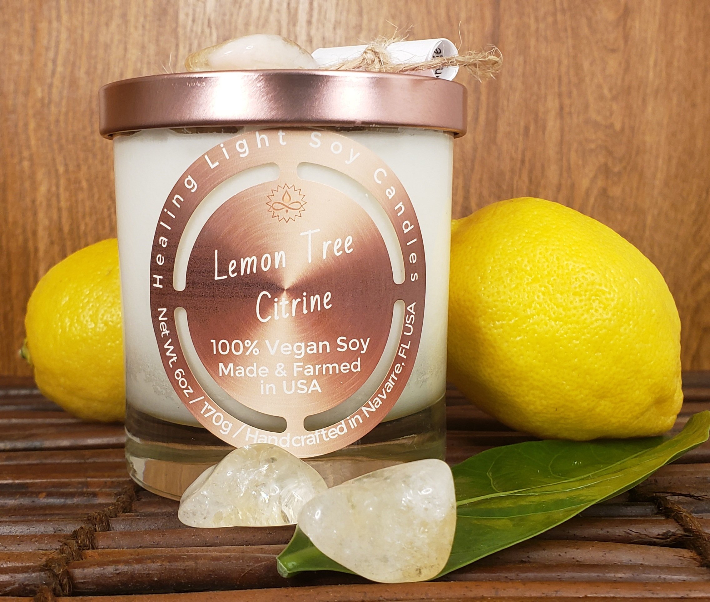 Lemon Tree Citrine Soy Candle Made and Farmed in USA non-toxic